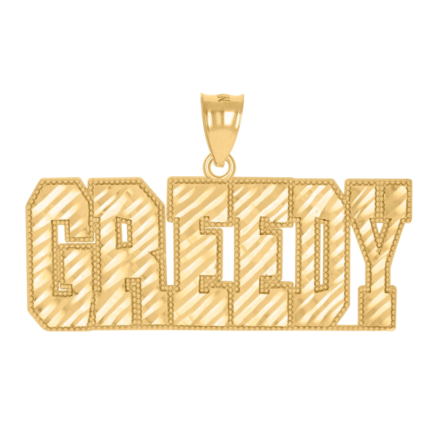 10k Yellow Gold Mens Greedy Talking Fashion Charm Pendant