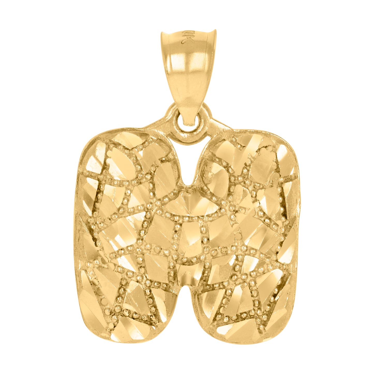 10k Yellow Gold Unisex Initial Alphabet H Nugget Charm Pendant