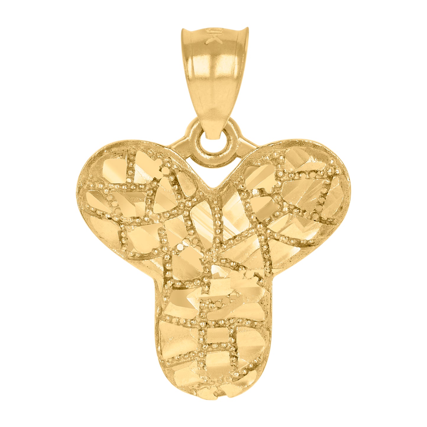 10k Yellow Gold Unisex Initial Alphabet Y Nugget Charm Pendant