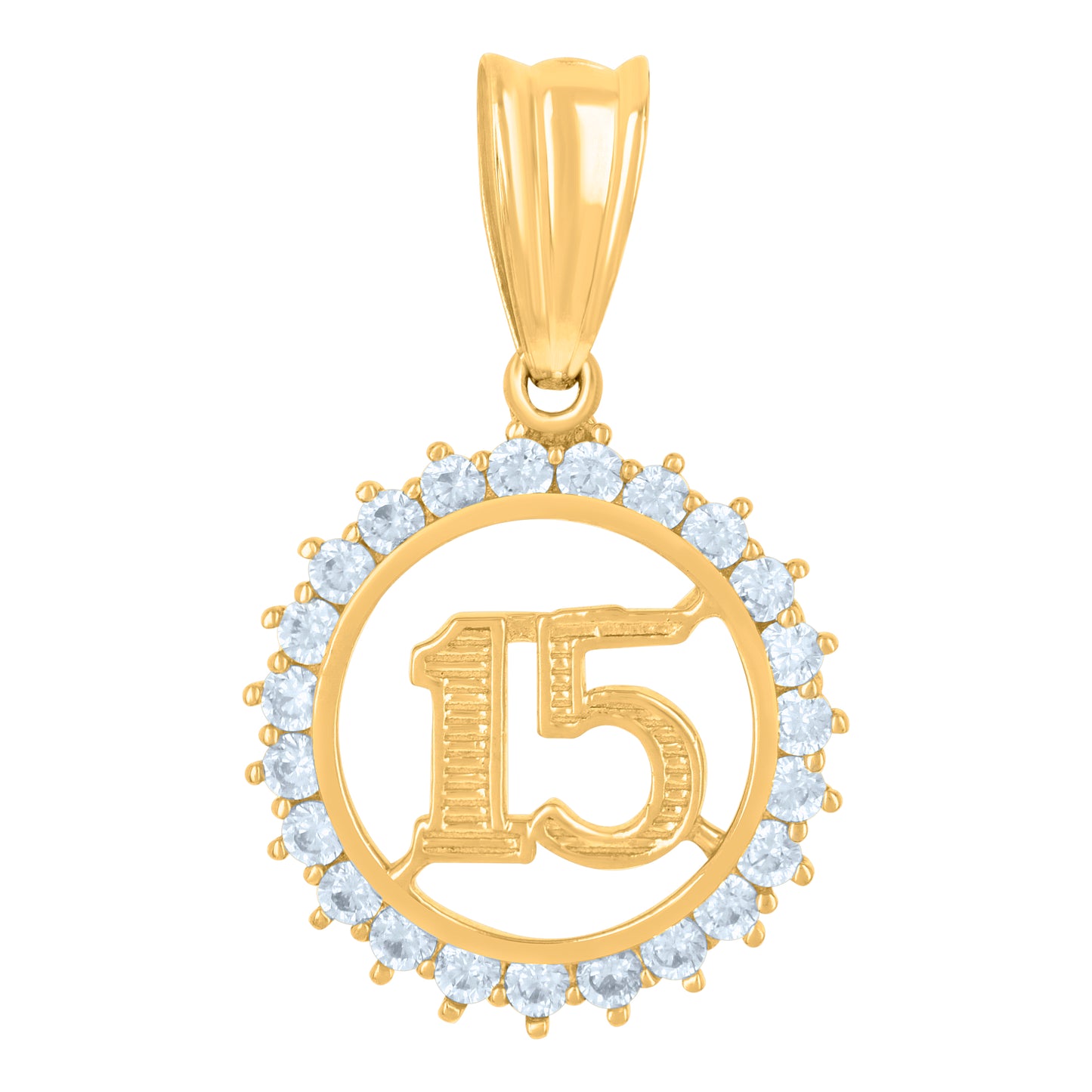 10k Yellow Gold Womens Cubic Zirconia Anos 15 Quinceanera Charm Pendant