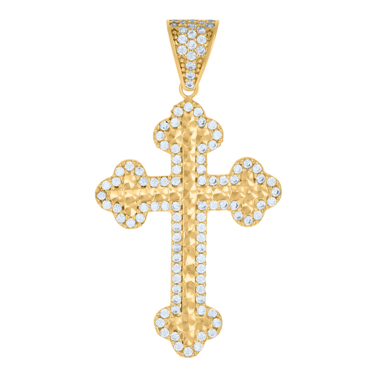 10k Yellow Gold Mens Cubic Zirconia Cross Religious Charm Pendant
