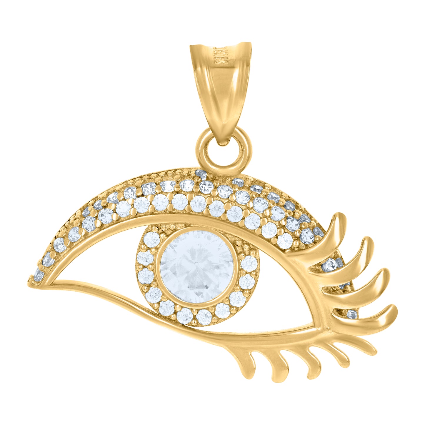 10k Yellow Gold Womens Cubic Zirconia Human Eye Fashion Charm Pendant