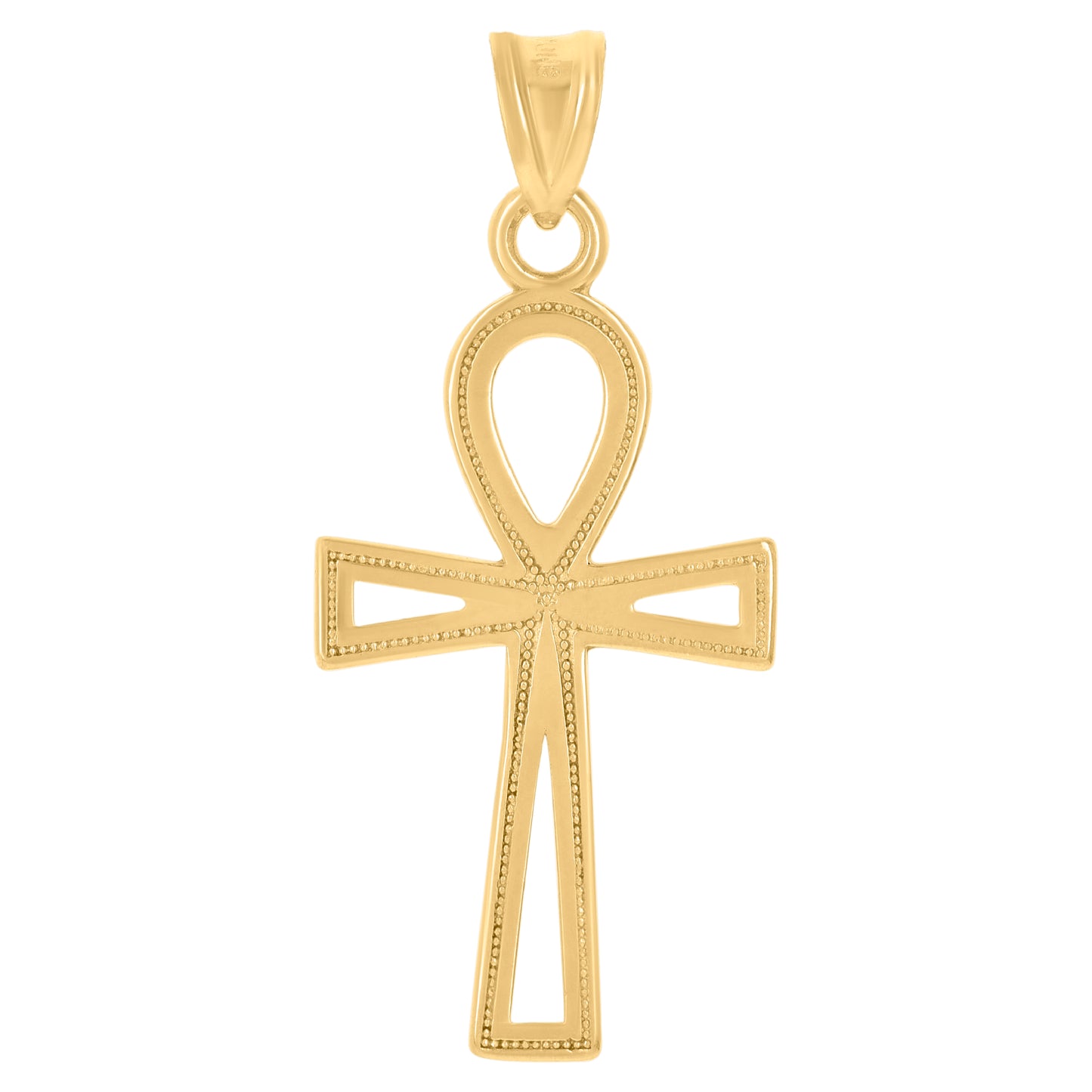 10kt Yellow Gold Unisex Egyptian Ankh Cross Religious Charm Pendant