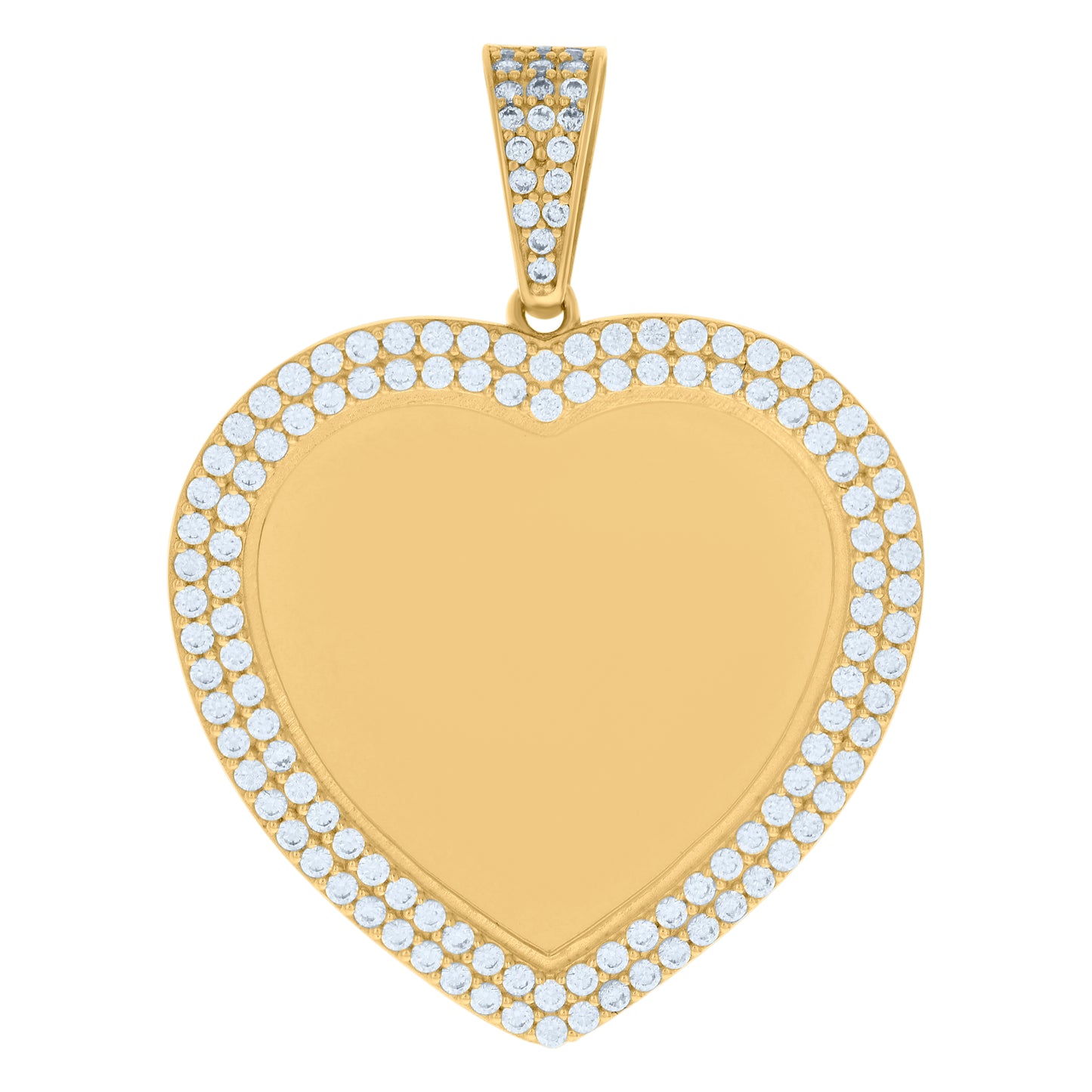 10k Yellow Gold Womens Cubic Zirconia Heart Photo Frame Charm Pendant