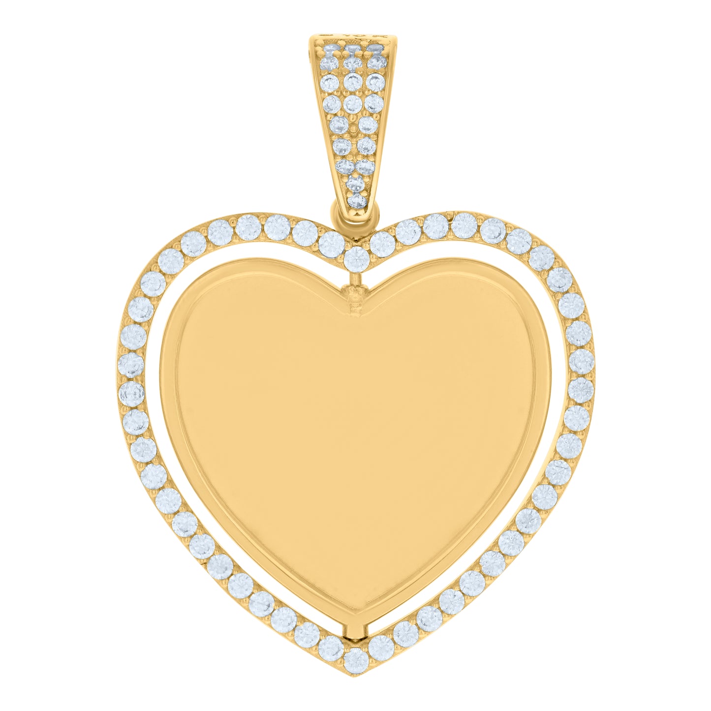 10k Yellow Gold Womens Cubic Zirconia Heart Photo Frame Charm Pendant