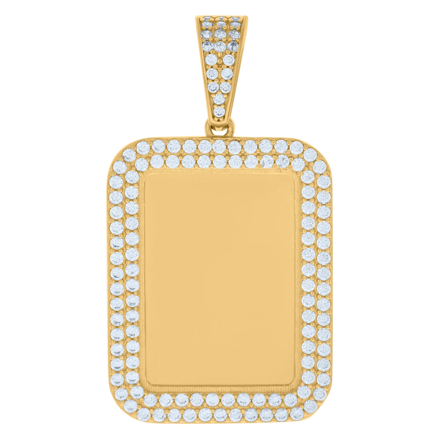 10k Yellow Gold Unisex Cubic Zirconia Photo Frame Charm Pendant