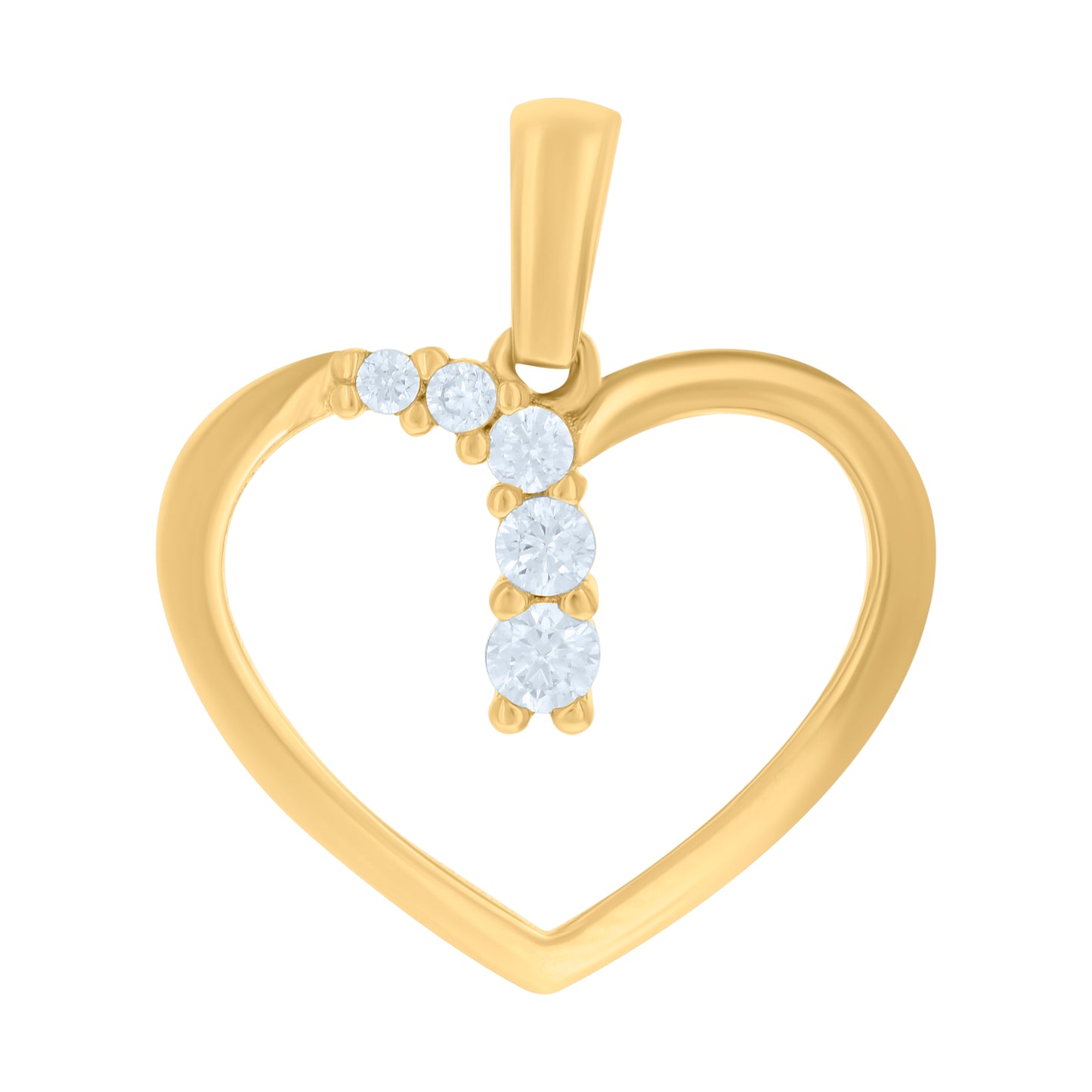 10k Yellow Gold Womens Cubic Zirconia Heart Charm Pendant