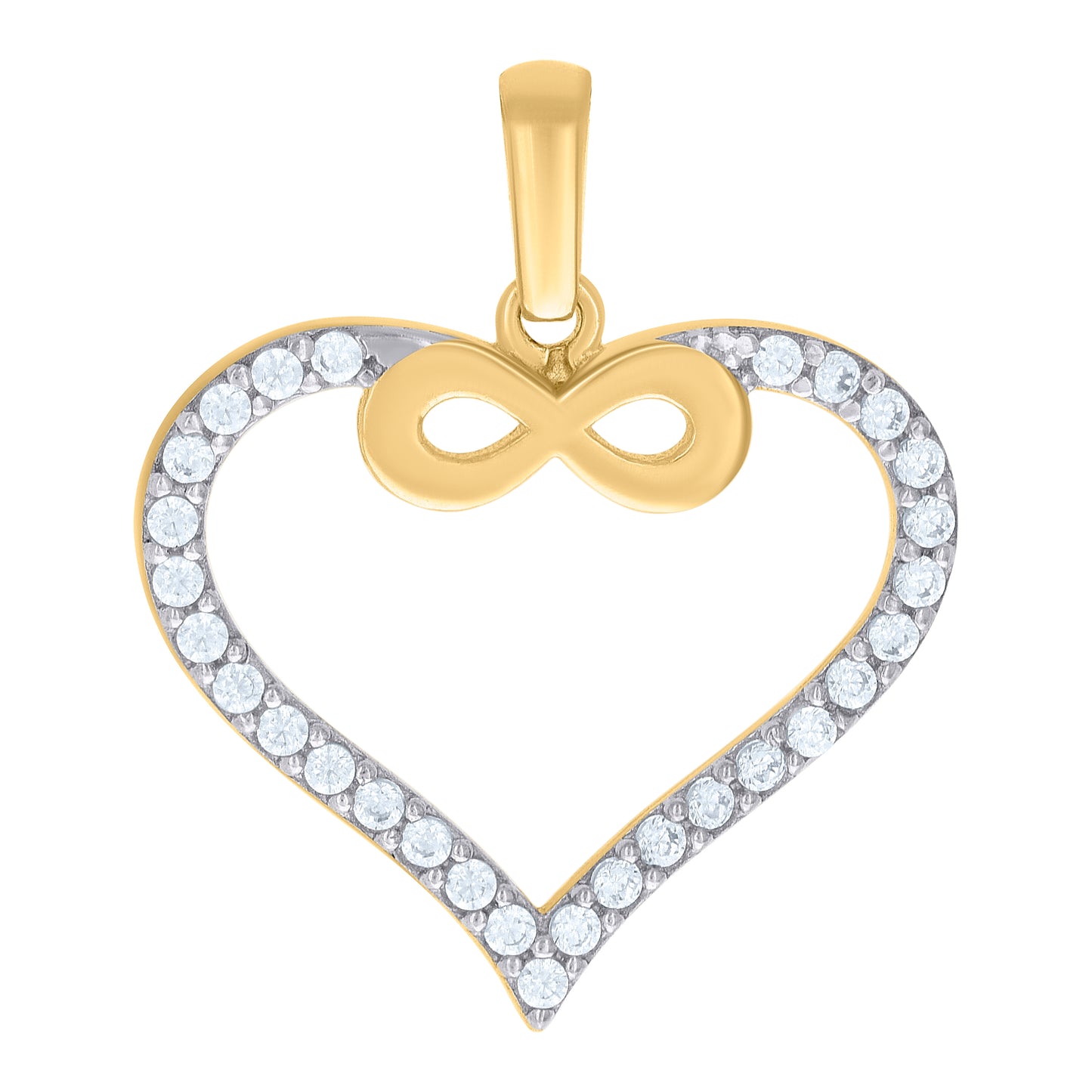 10k Two tone Gold Womens Cubic Zirconia Infinity Heart Charm Pendant
