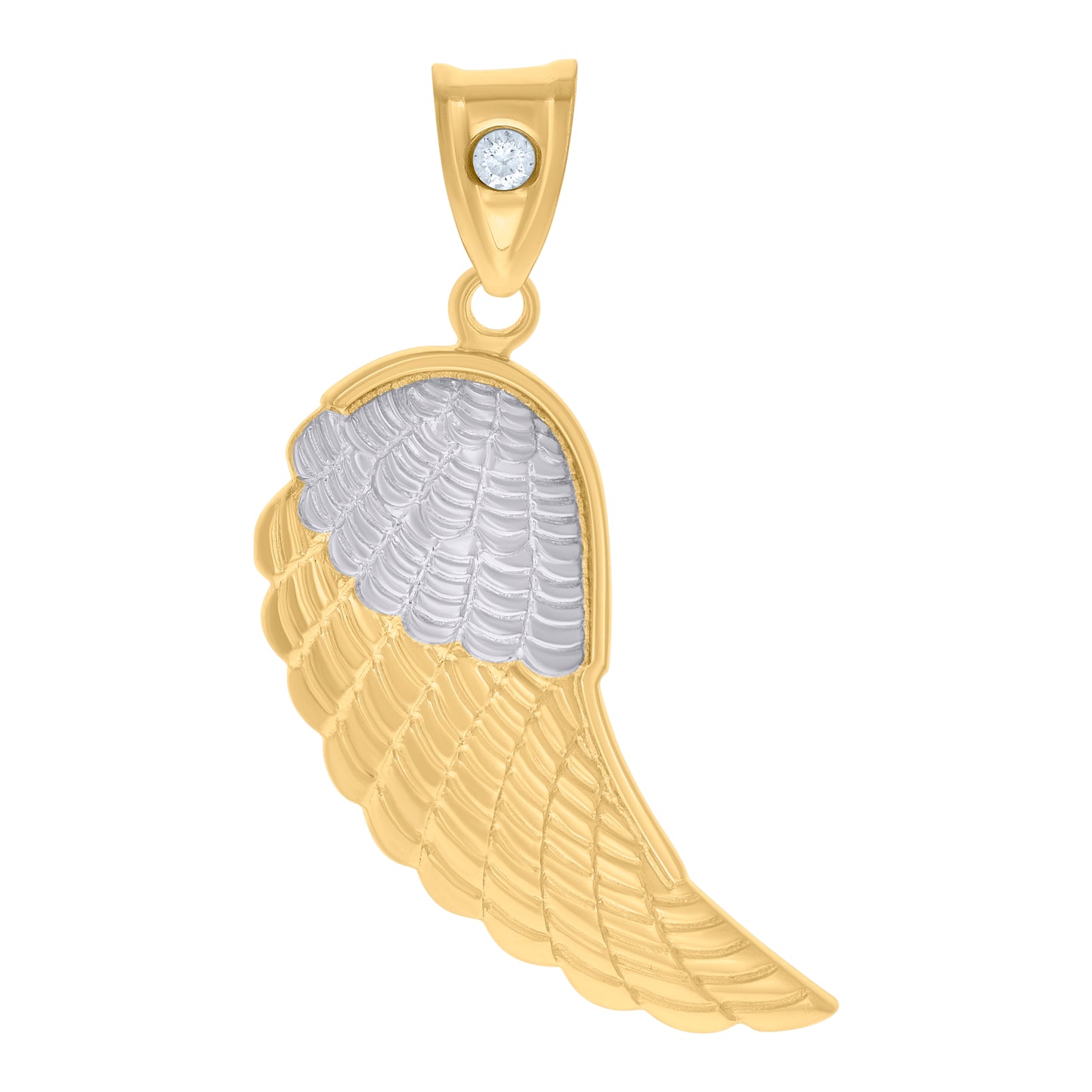 10k Two tone Gold Womens Cubic Zirconia Angel Wing Charm Pendant