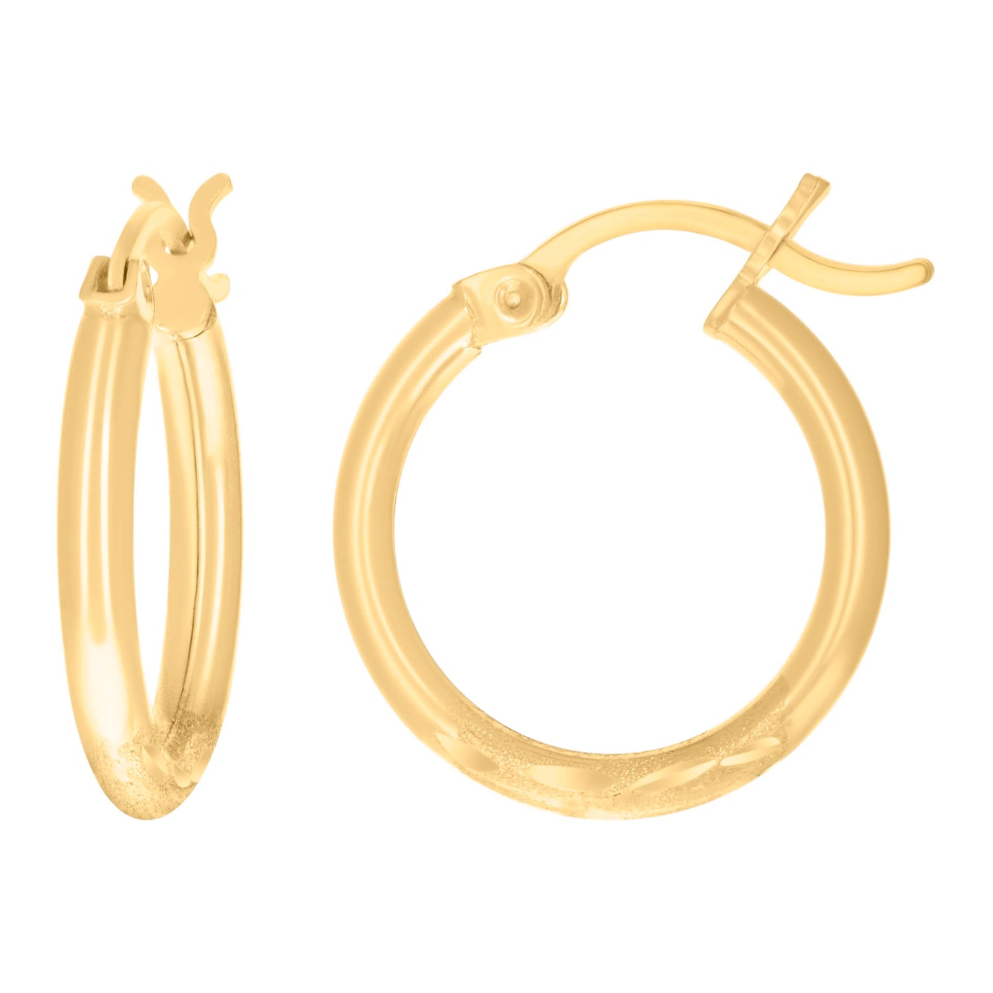 10k Yellow Gold Womens Diamond-Cut 20 mm x 2 mm Round Tube Hoop Earrings