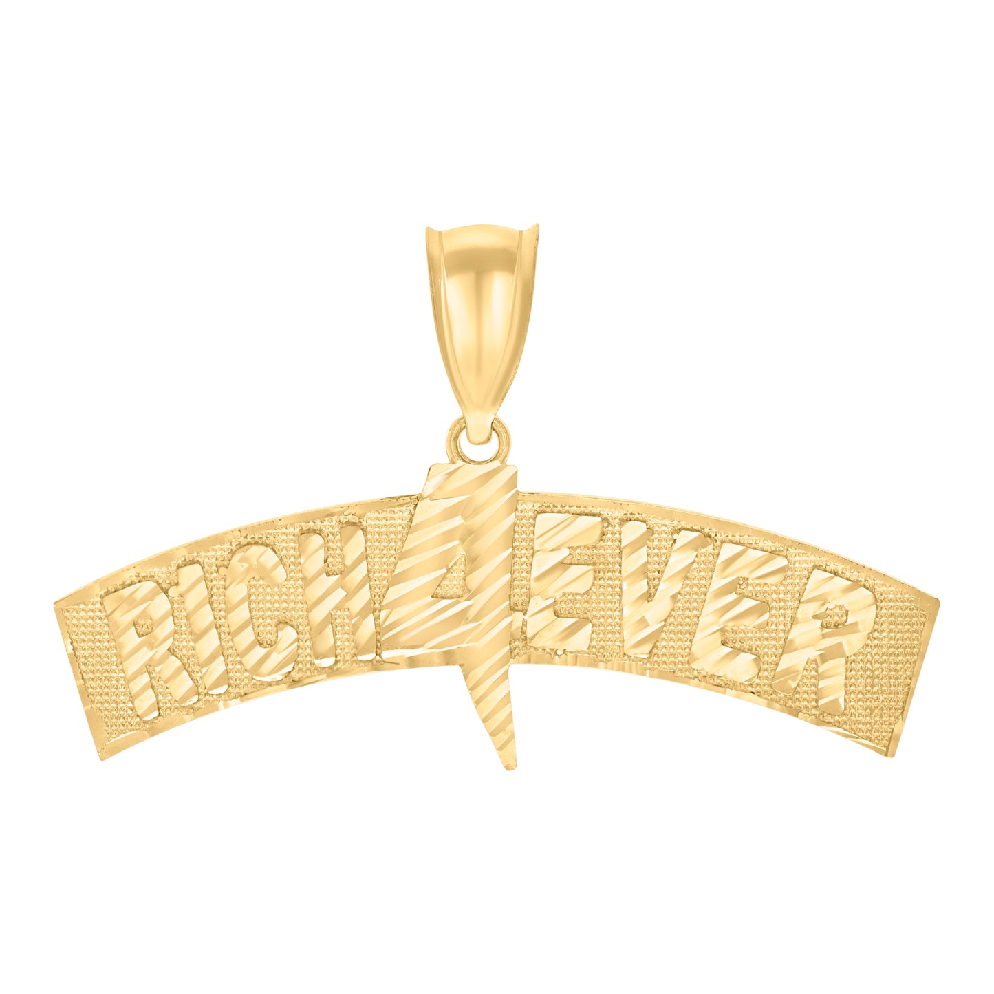 10k Yellow Gold Mens RICH 4 EVER Talking Fashion Charm Pendant