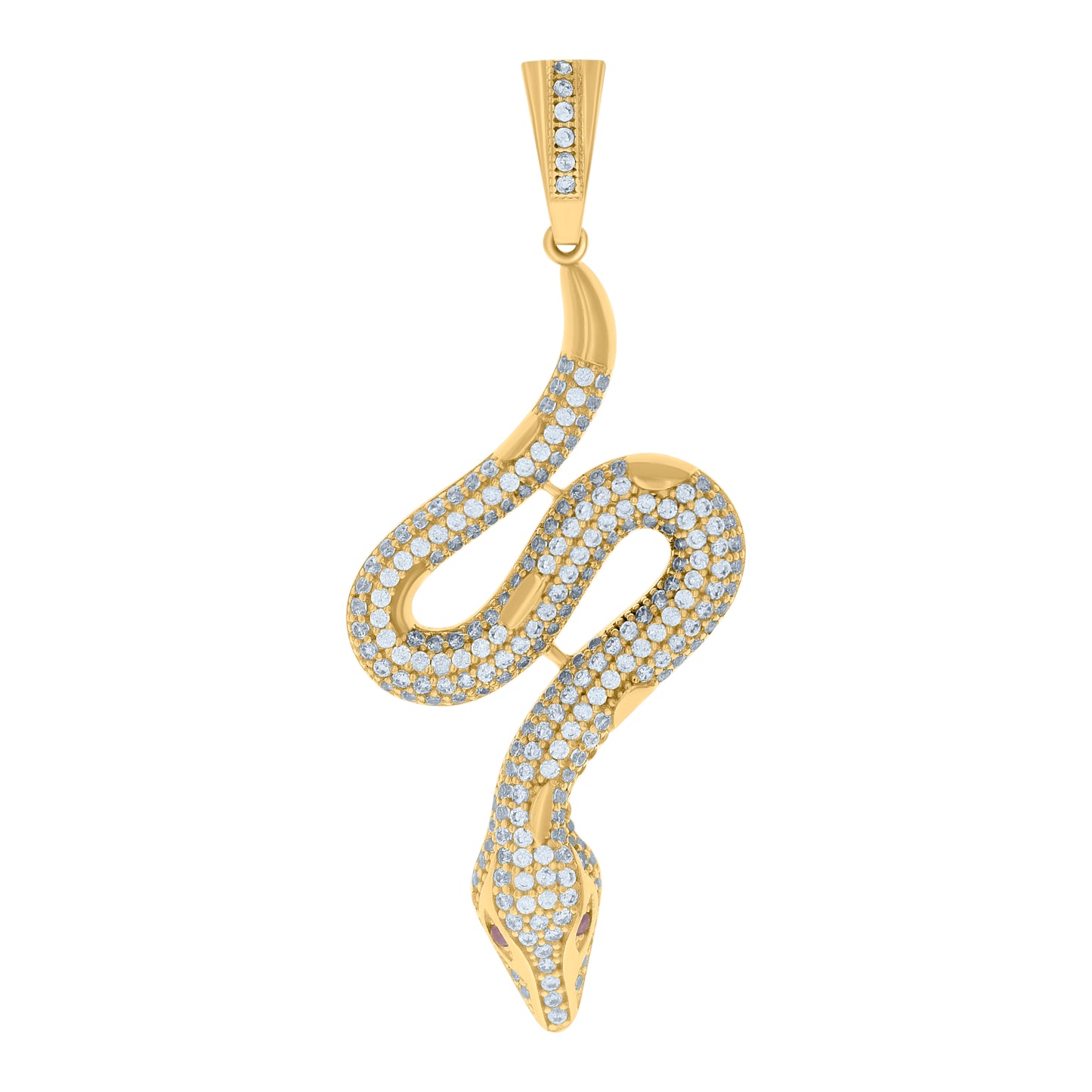 10k Yellow Gold Mens Purple White Cubic Zirconia Snake Reptiles Wildlife Charm Pendant