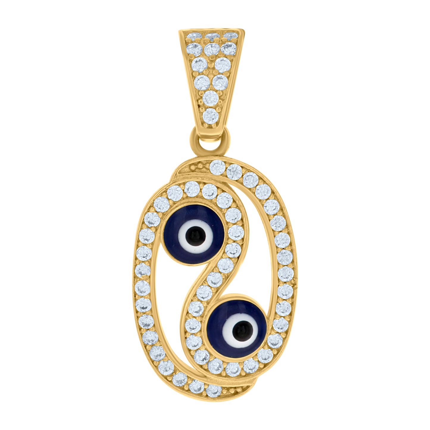 10k Yellow Gold Womens Cubic Zirconia Enamel Yin Yang Evil Eye Good Luck Charm Pendant