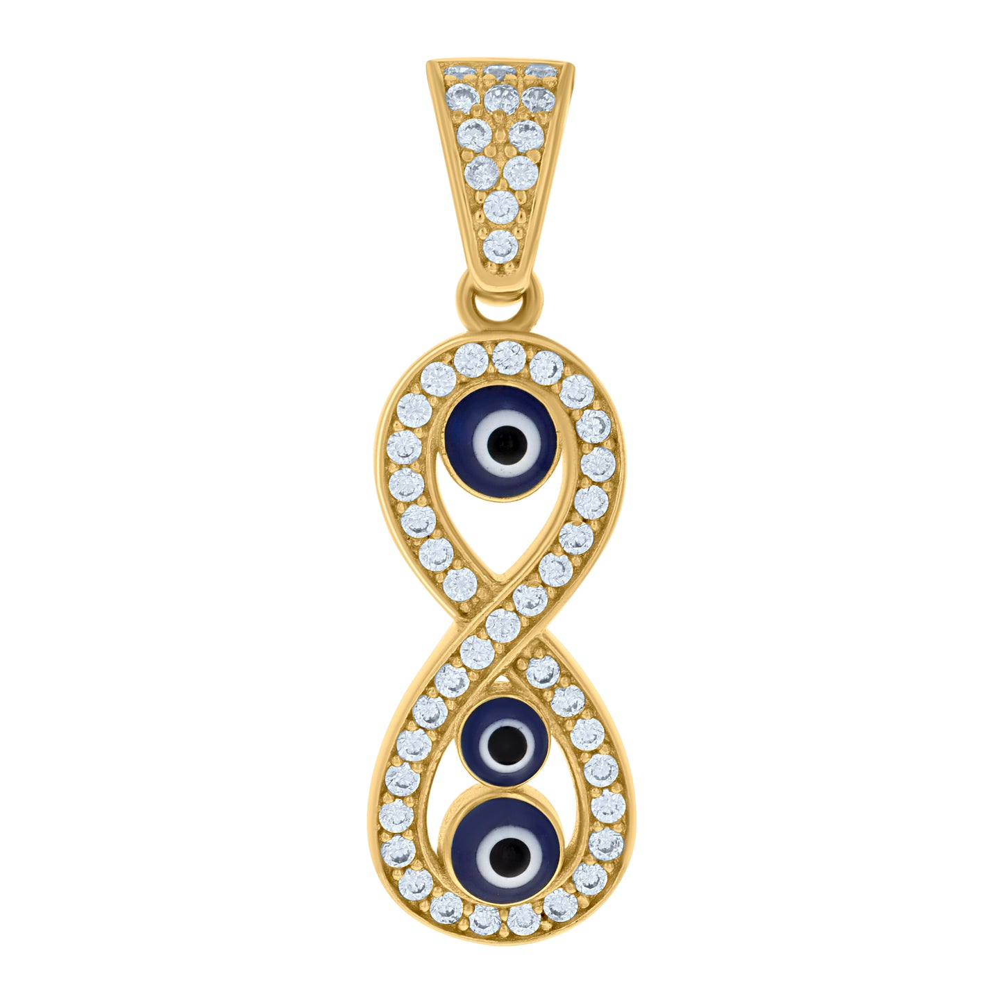 10k Yellow Gold Womens Cubic Zirconia Enamel Infinity Evil Eye Good Luck Charm Pendant