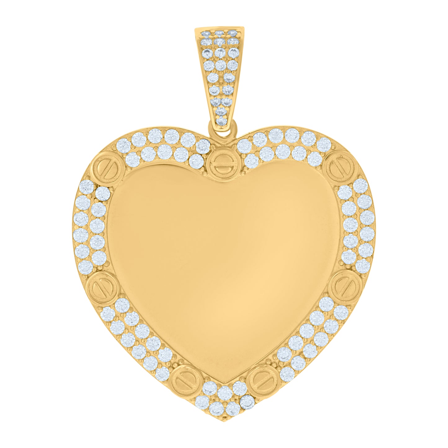 10k Yellow Gold Womens Cubic Zirconia Heart Charm Pendant