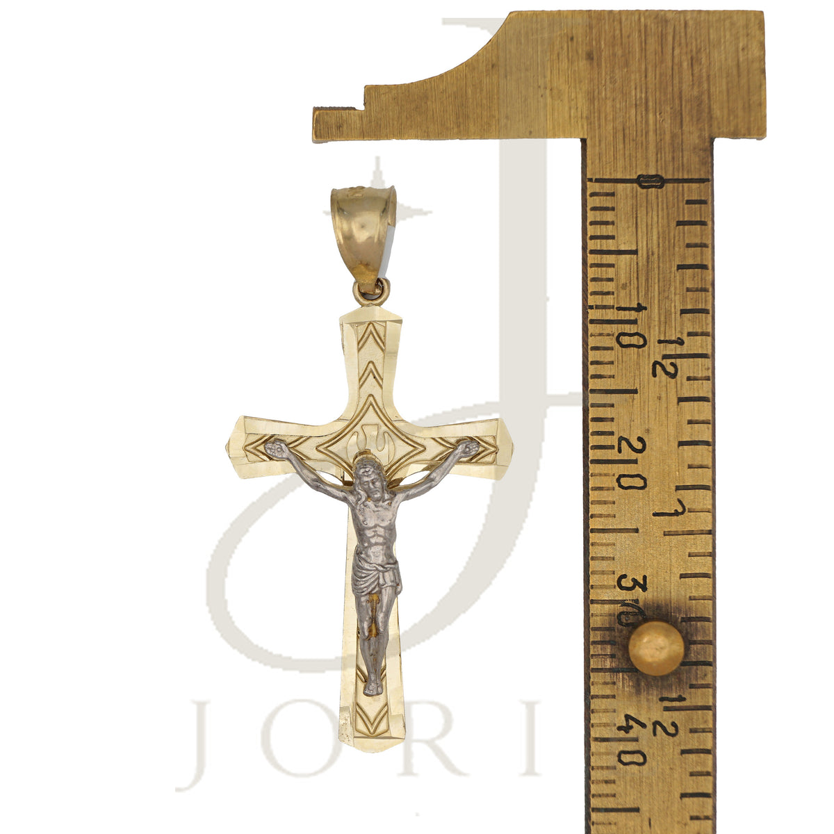 10k Two-tone Gold Men Crucifix Cross Religious Charm Pendant