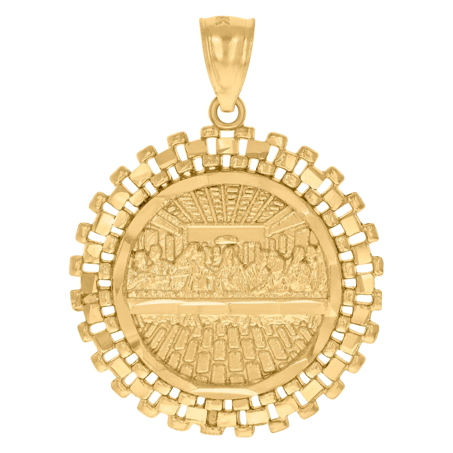 10k Yellow Gold Mens Last Supper Religious Charm Pendant