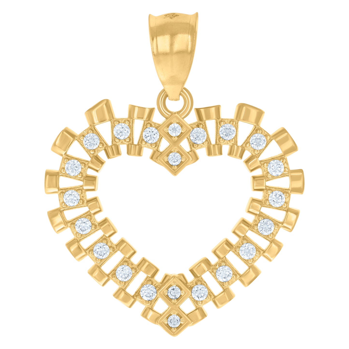 10k Yellow Gold Womens Cubic Zirconia Heart Charm Pendant