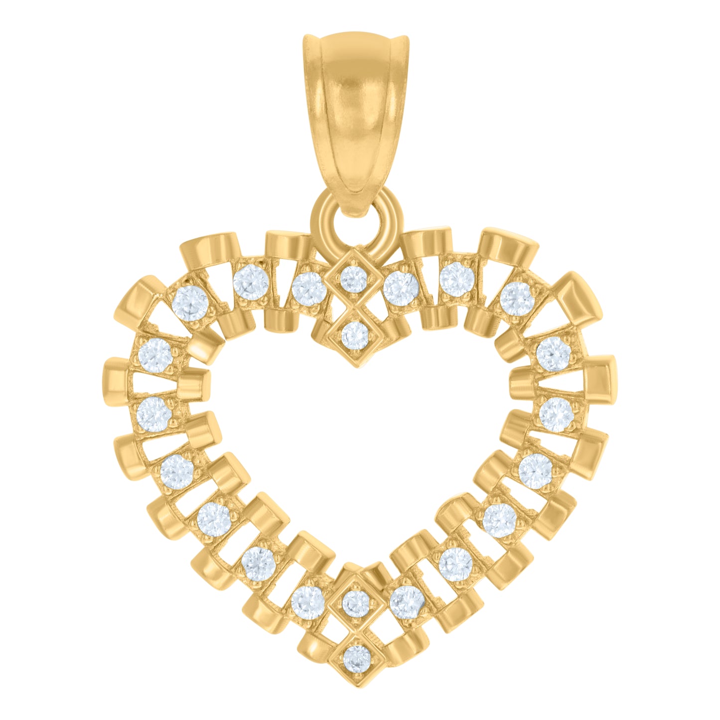 10k Yellow Gold Womens Cubic Zirconia Heart Charm Pendant