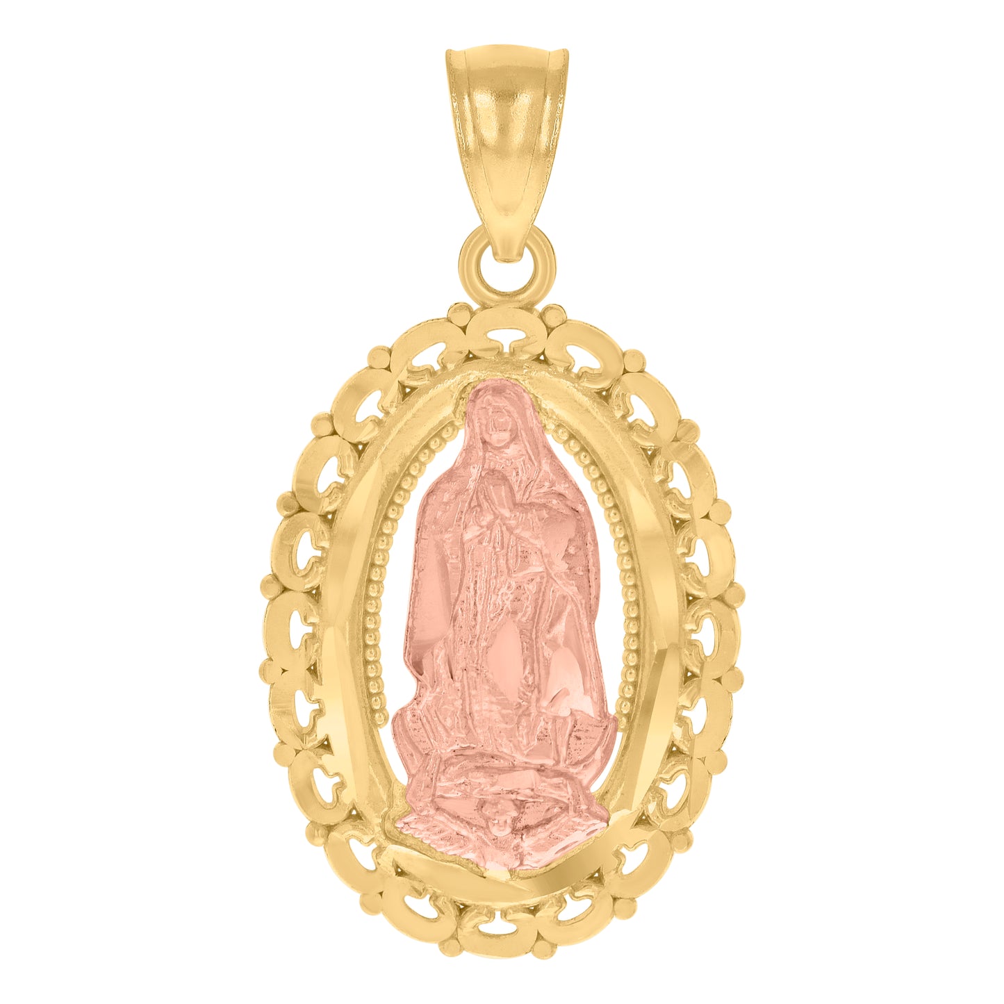 10kt Two-tone Gold Womens Guadalupe Religious Charm Pendant