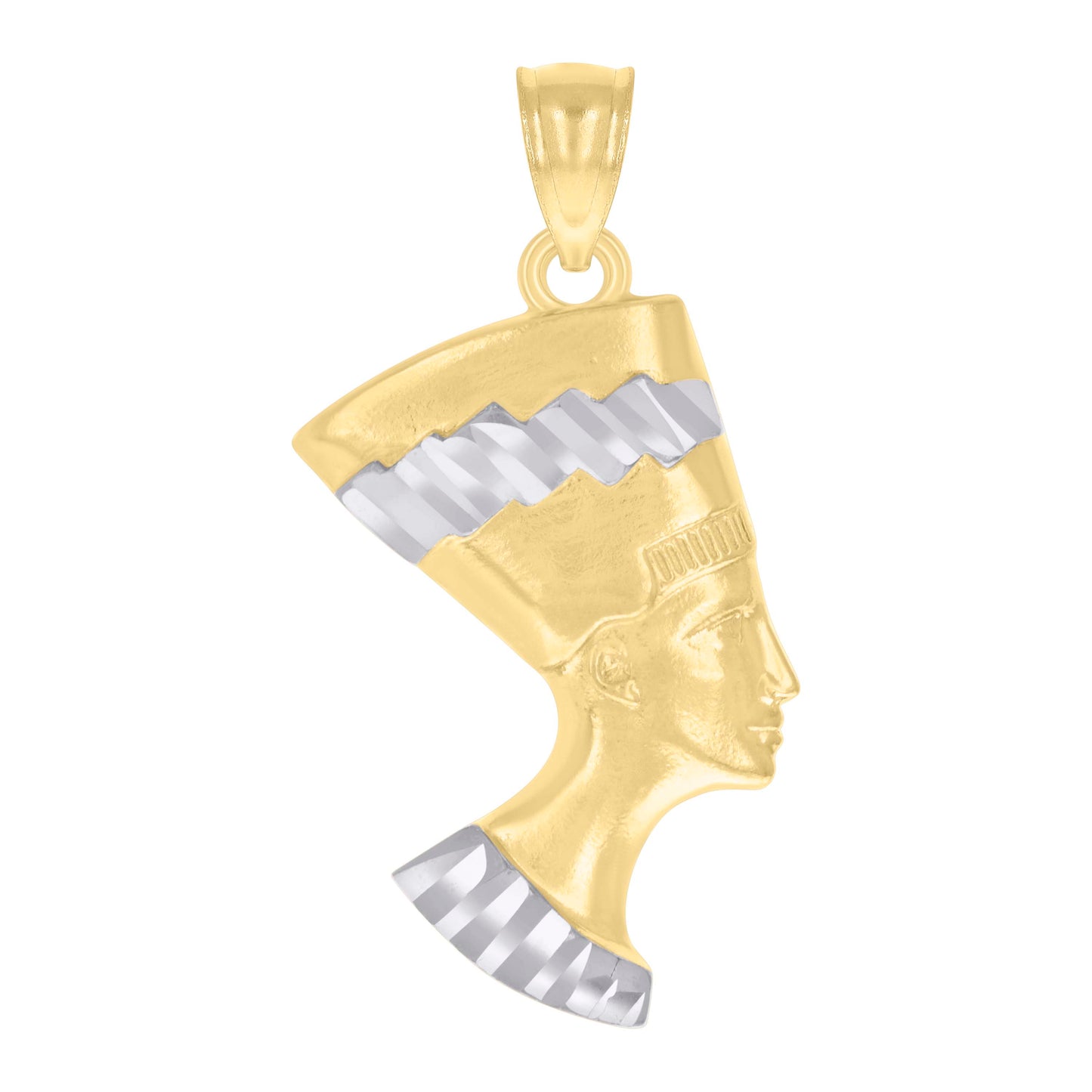 10k Two tone Gold Mens Nefertiti Egyptian Charm Pendant