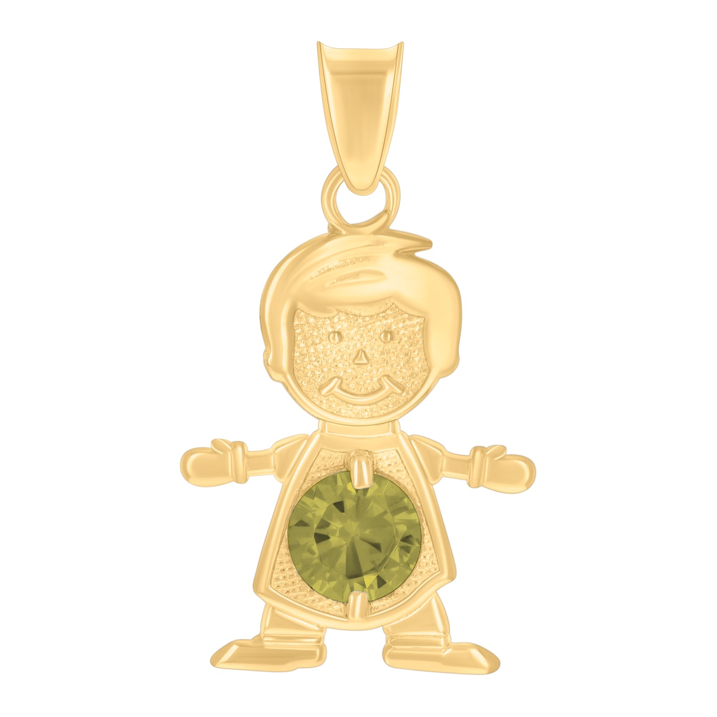 10k Yellow Gold Mens Green Cubic Zirconia Boy August Birthstone Charm Pendant