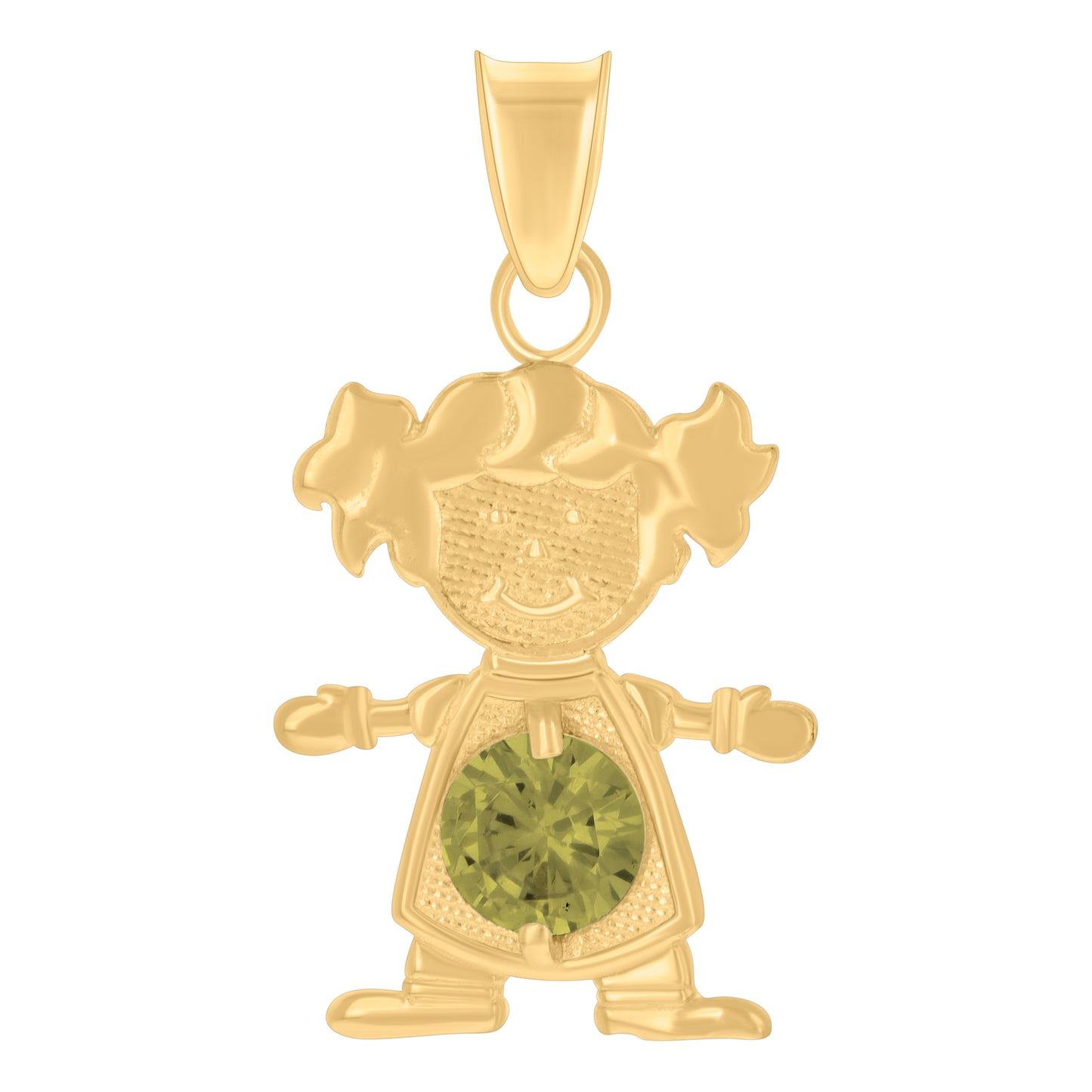 10k Yellow Gold Womens Green Cubic Zirconia Girl August Birthstone Charm Pendant