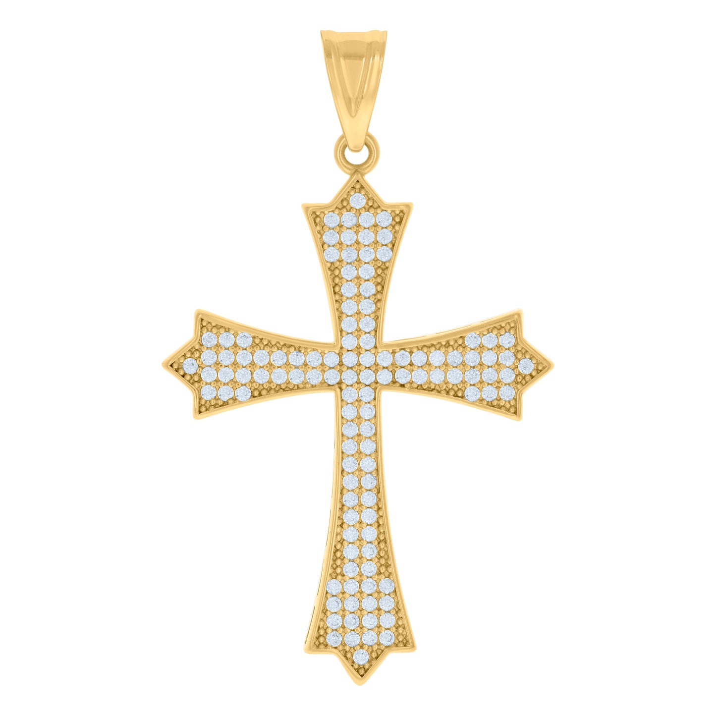 10kt Yellow Gold Mens Cubic-Zirconia Cross Religious Charm Pendant