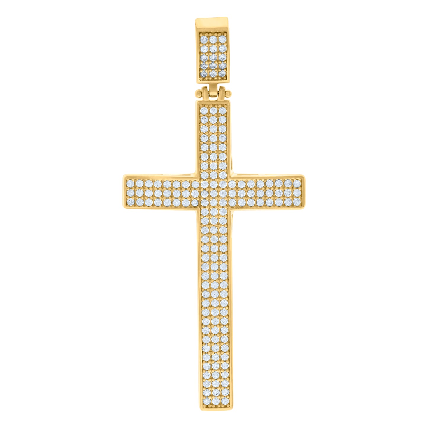 10k Yellow Gold Mens Cubic Zirconia Cross Religious Charm Pendant