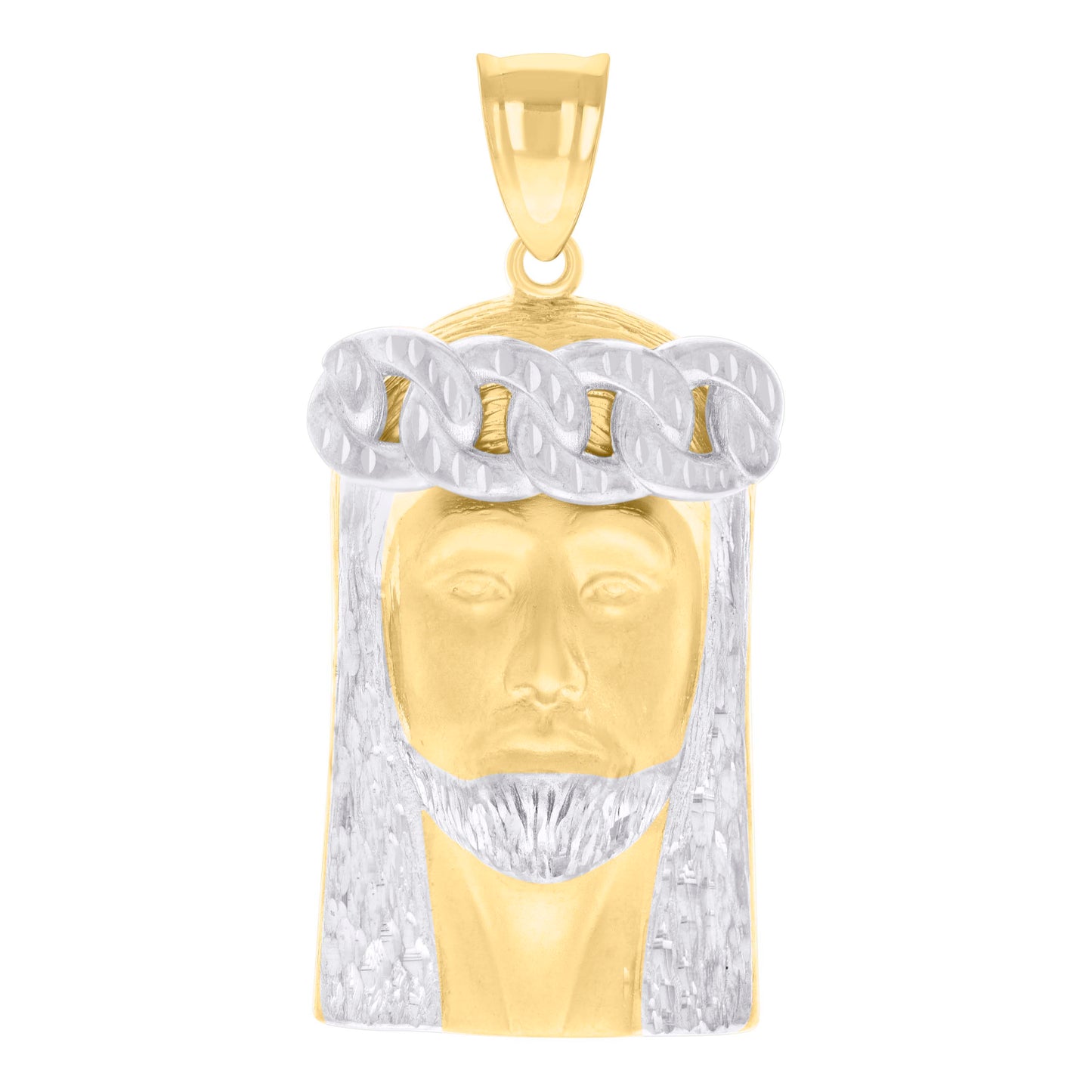 10k Two tone Gold Mens Jesus Religious Charm Pendant