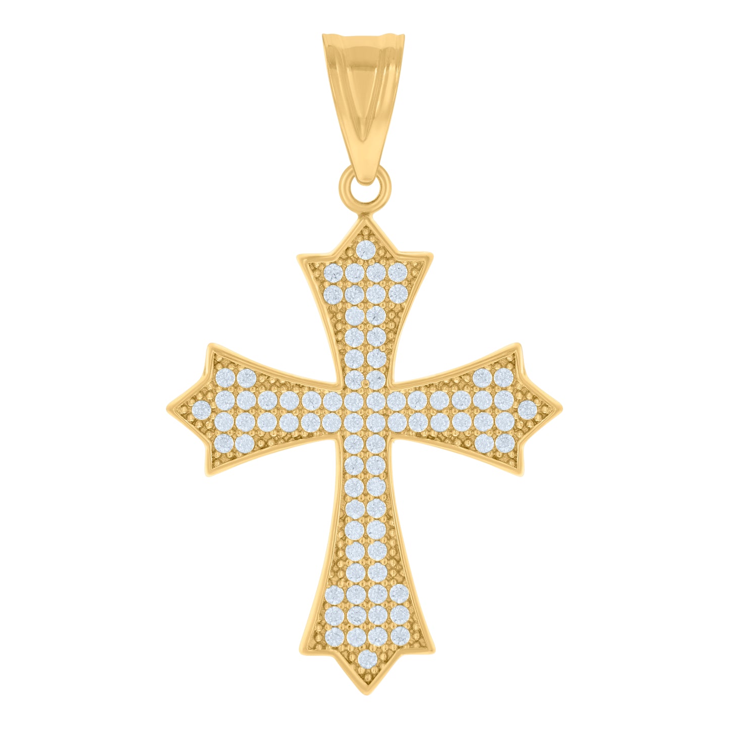 10kt Yellow Gold Mens Cubic-Zirconia Cross Religious Charm Pendant