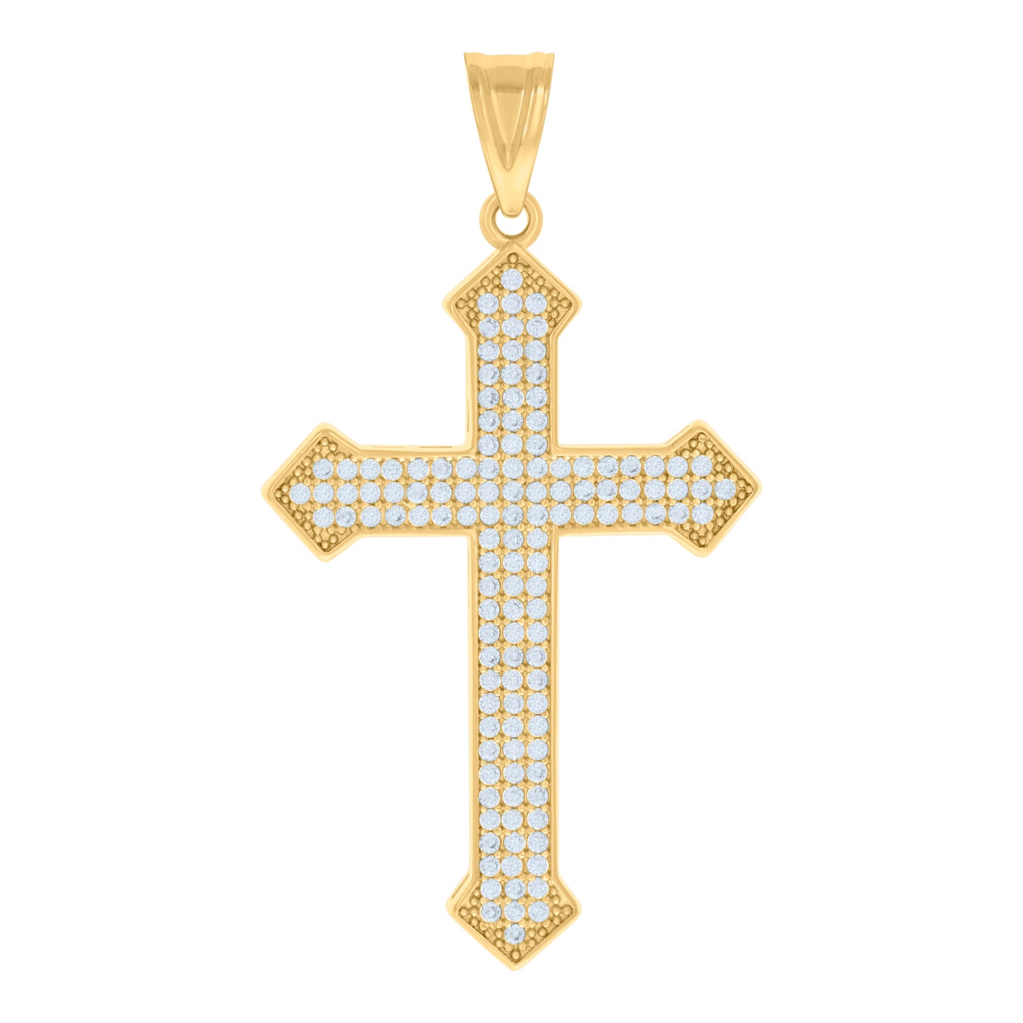 10kt Yellow Gold Mens Cubic-Zirconia Cross Religious Charm Pendant
