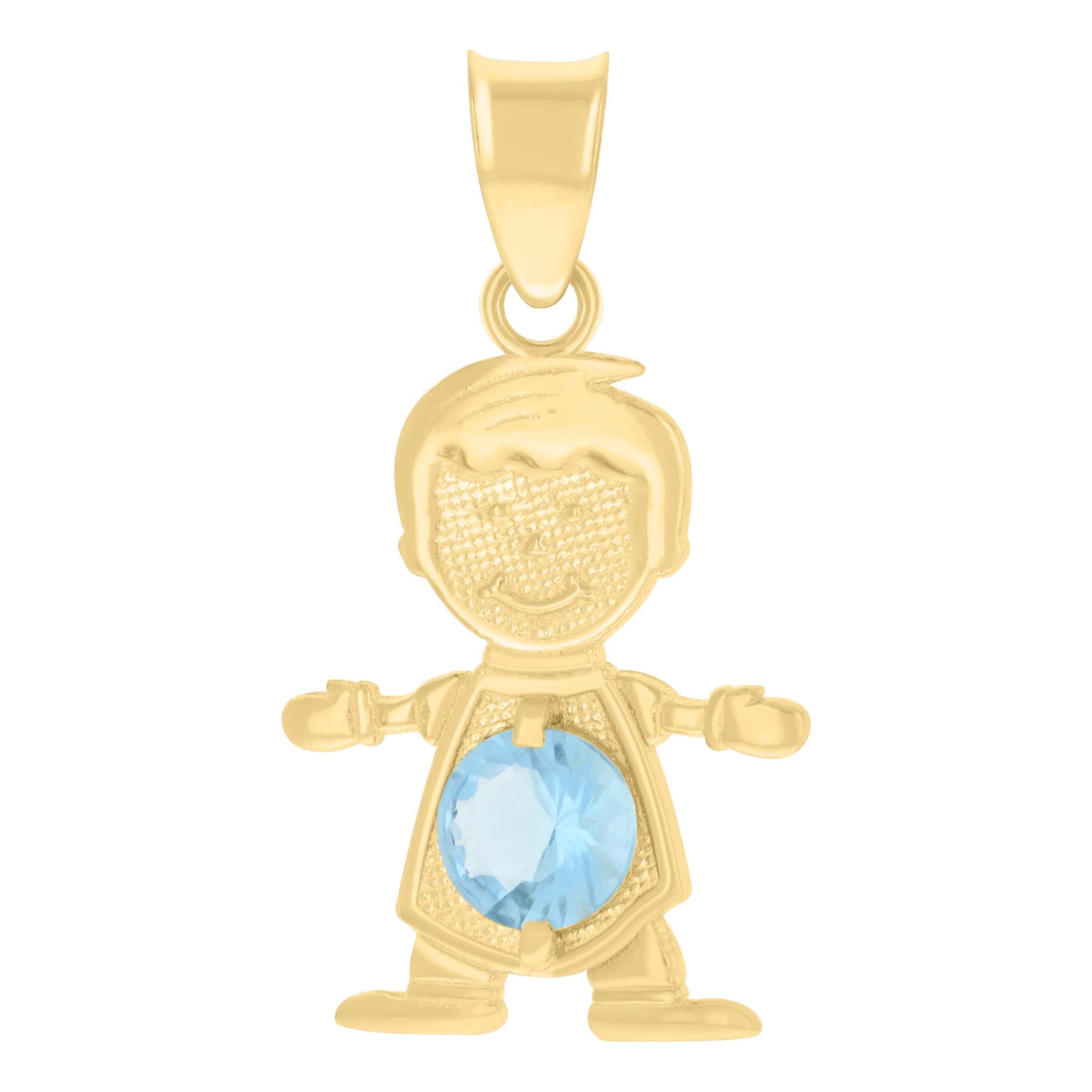 10k Yellow Gold Mens Blue Cubic Zirconia Boy Birthstone Baby Charm Pendant