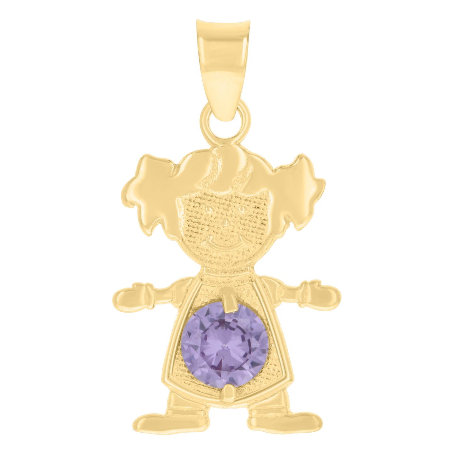 10k Yellow Gold Womens Purple Cubic Zirconia Girl Birthstone Baby Charm Pendant