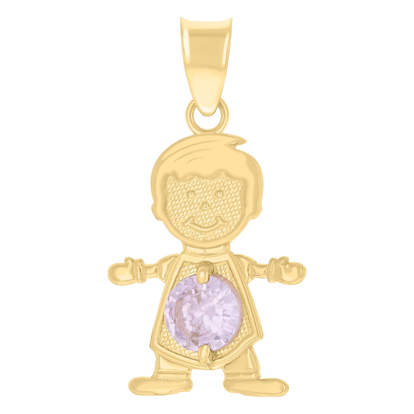 10k Yellow Gold Mens Purple Cubic Zirconia Boy Birthstone Baby Charm Pendant