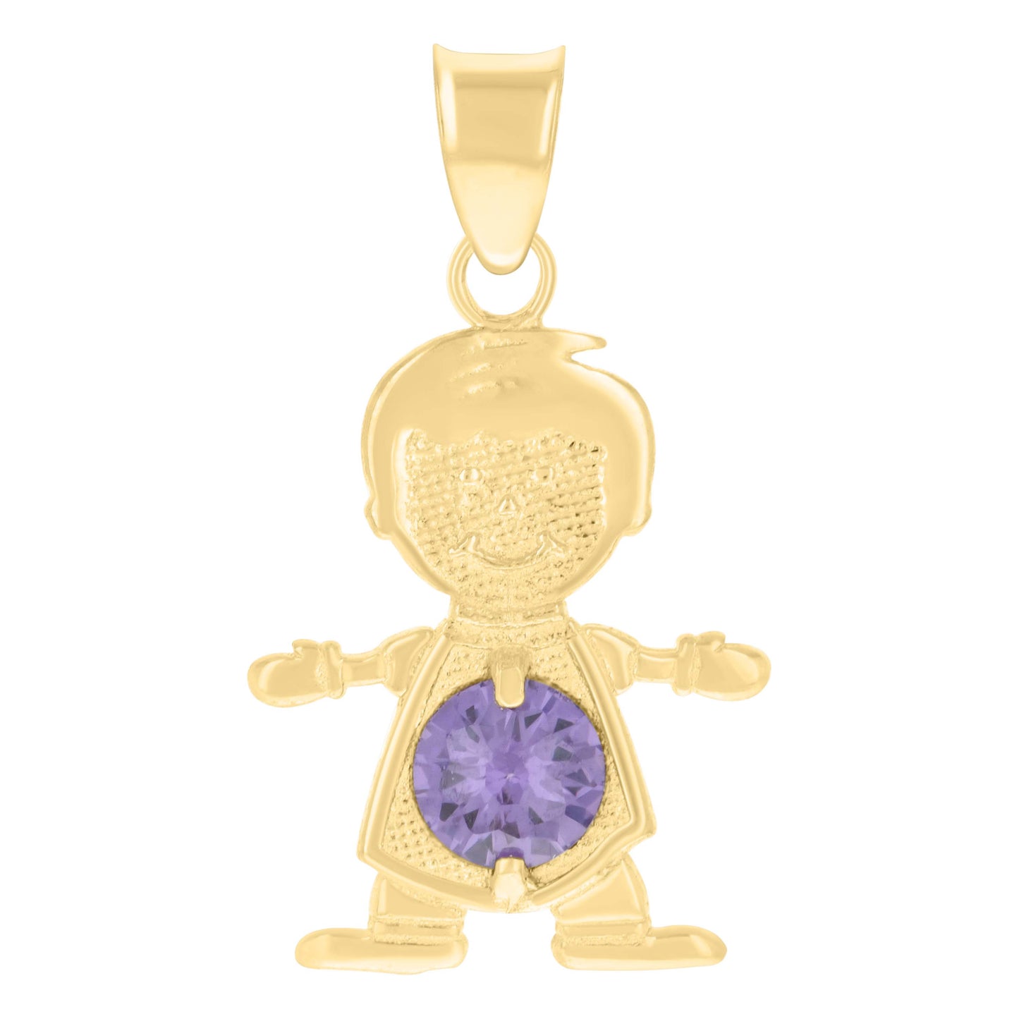 10k Yellow Gold Mens Purple Cubic Zirconia Boy Birthstone Baby Charm Pendant