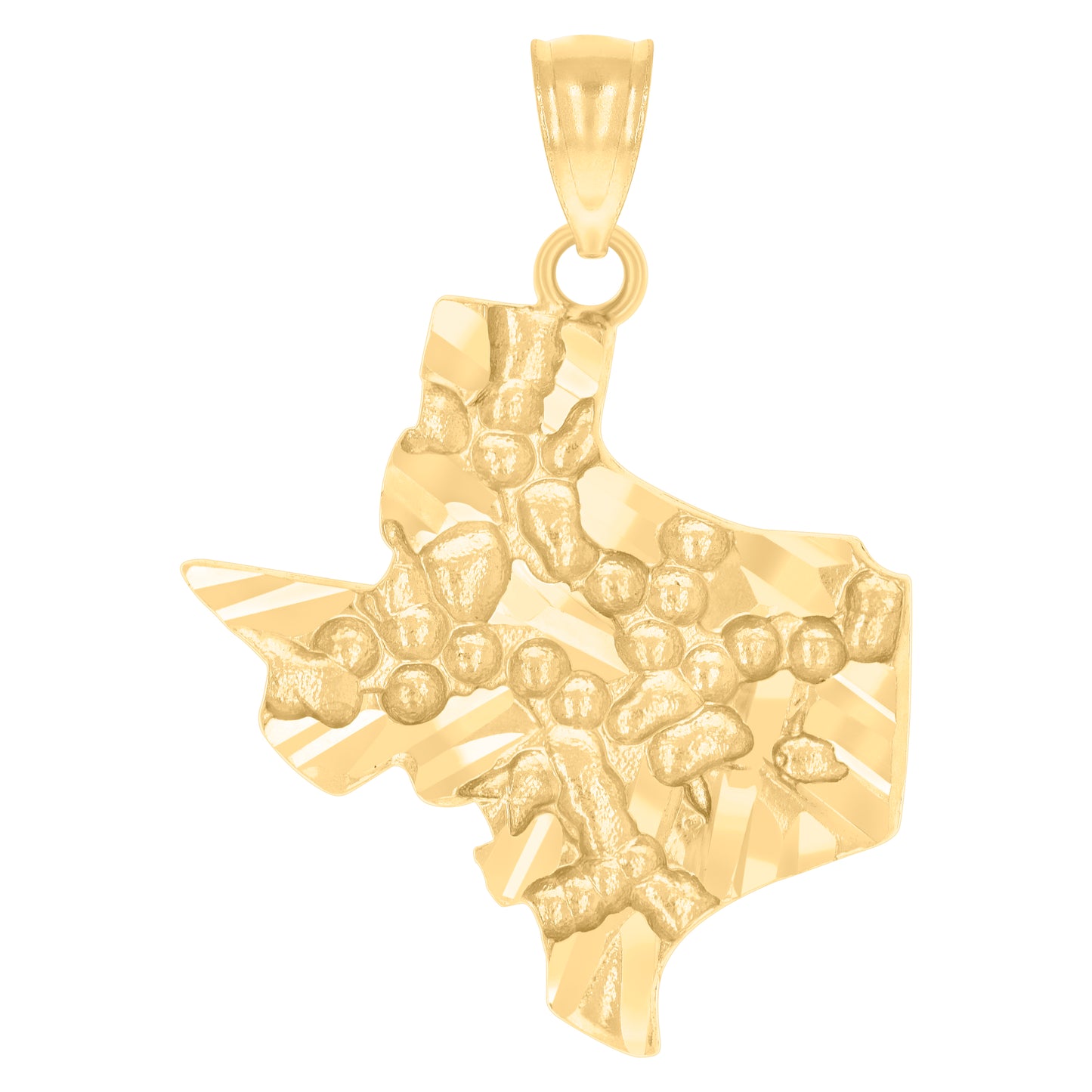 10k Yellow Gold Mens Nugget Texas Map Charm Pendant