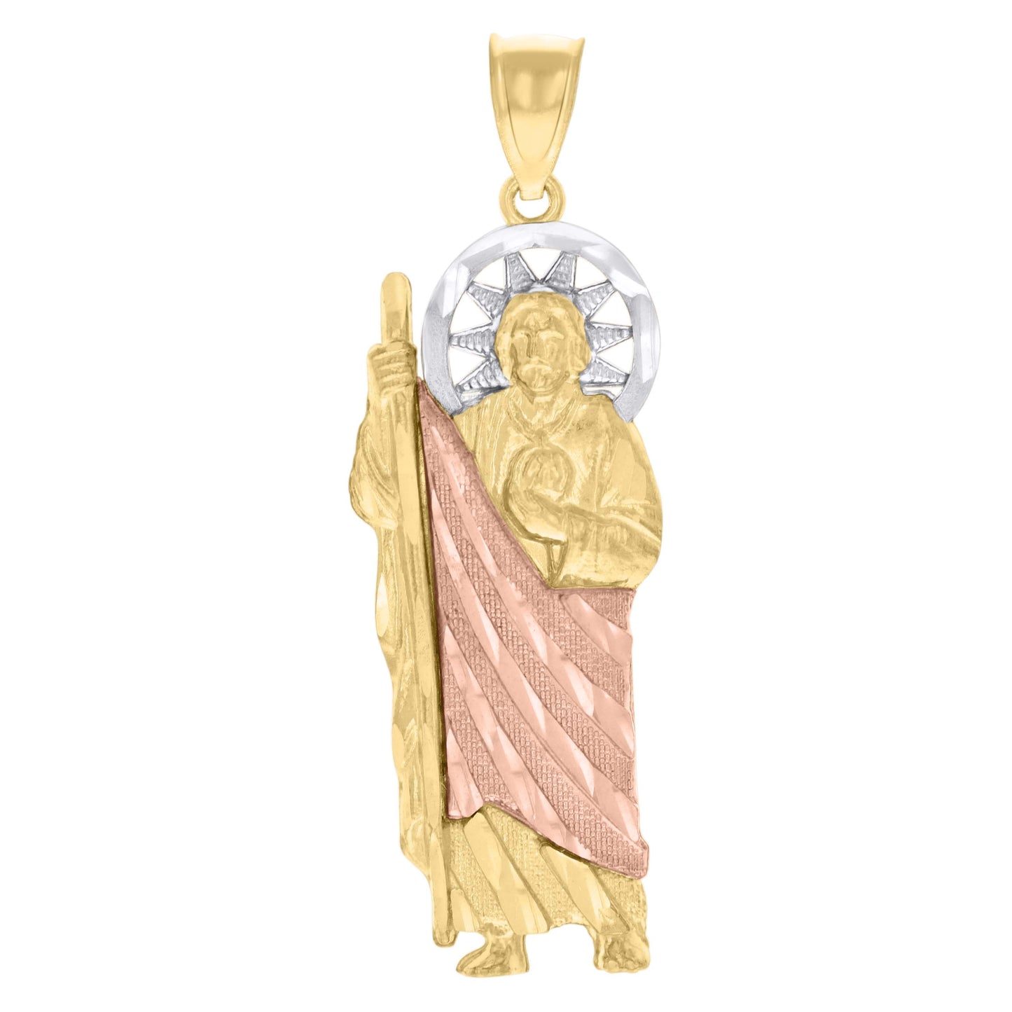 10k Tri Color Gold Mens St. Jude Religious Charm Pendant
