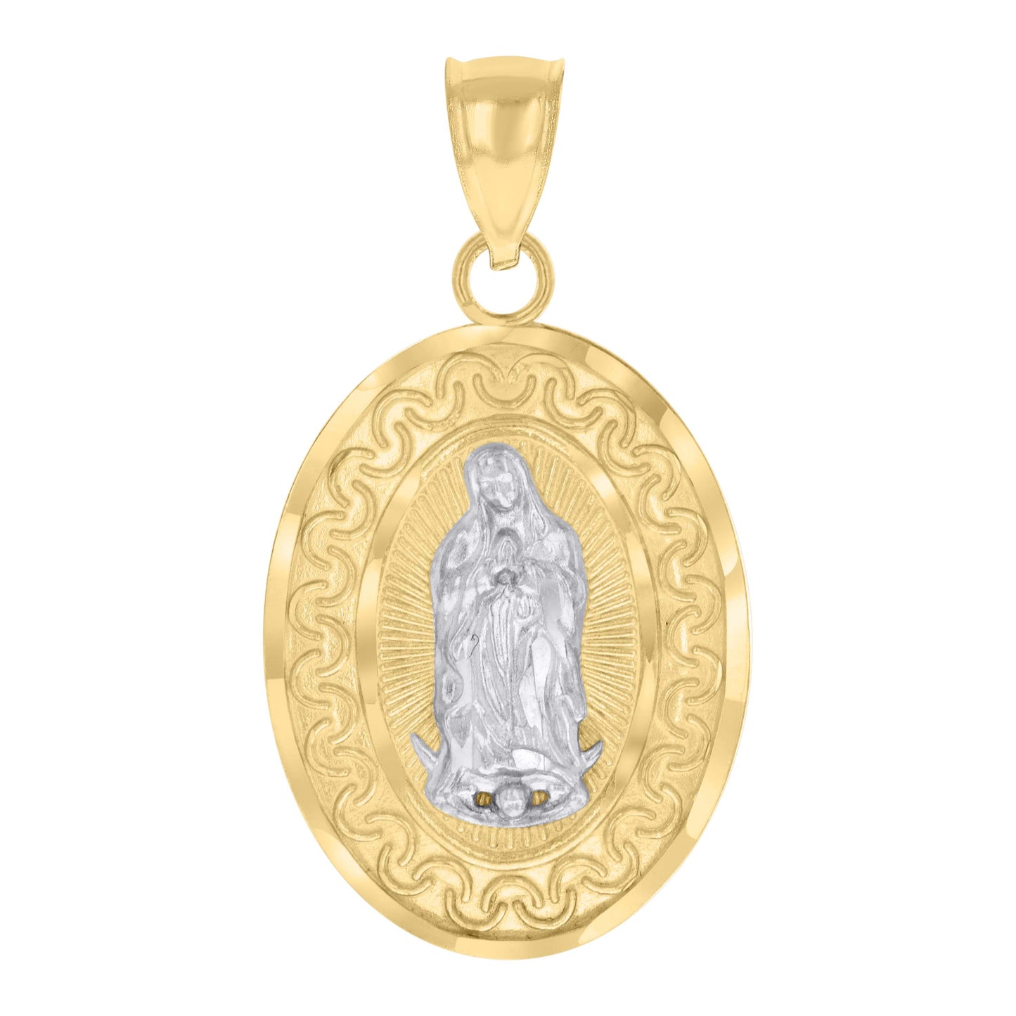 10kt Two-tone Gold Mens Guadalupe Religious Charm Pendant