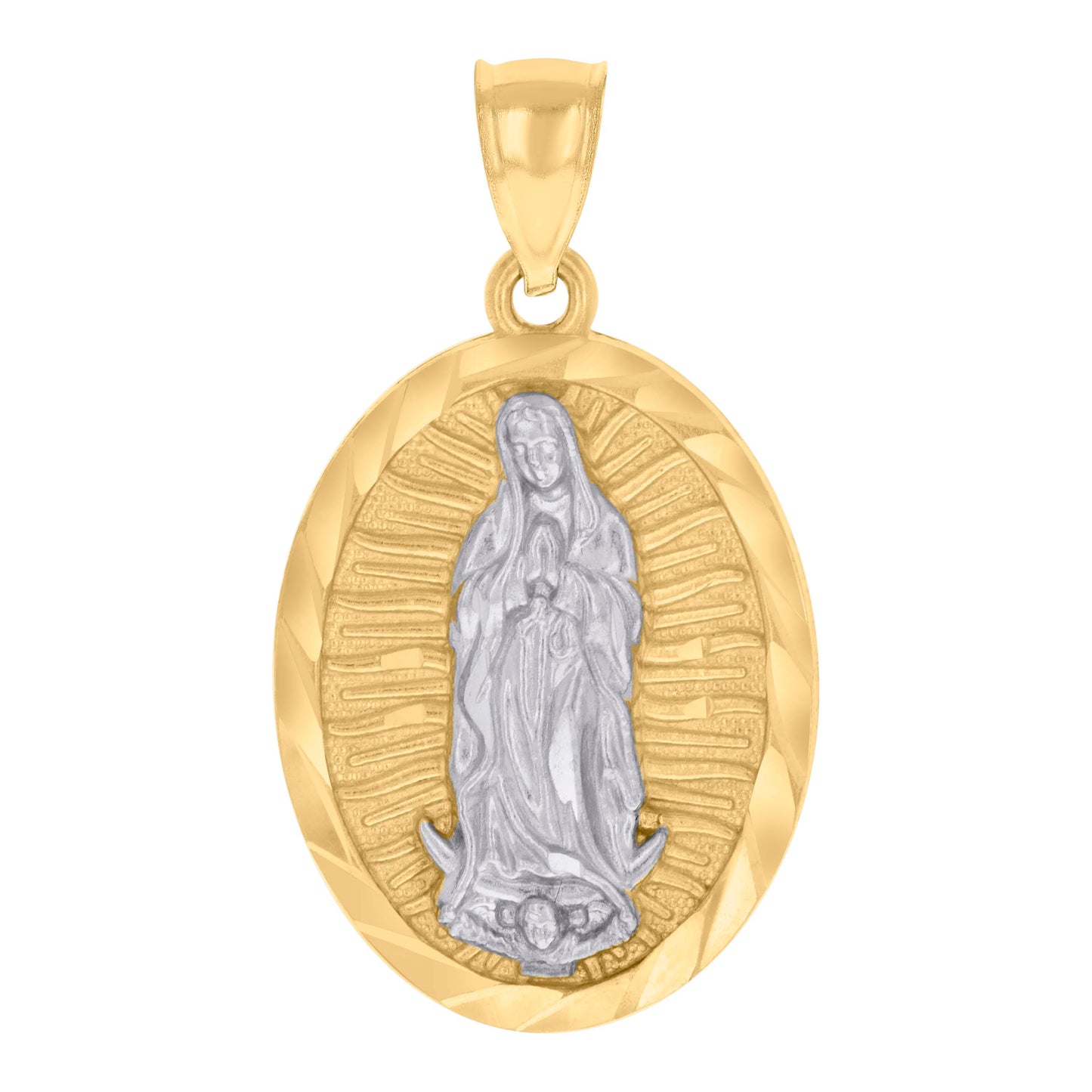 10kt Two-tone Gold Mens Guadalupe Religious Charm Pendant