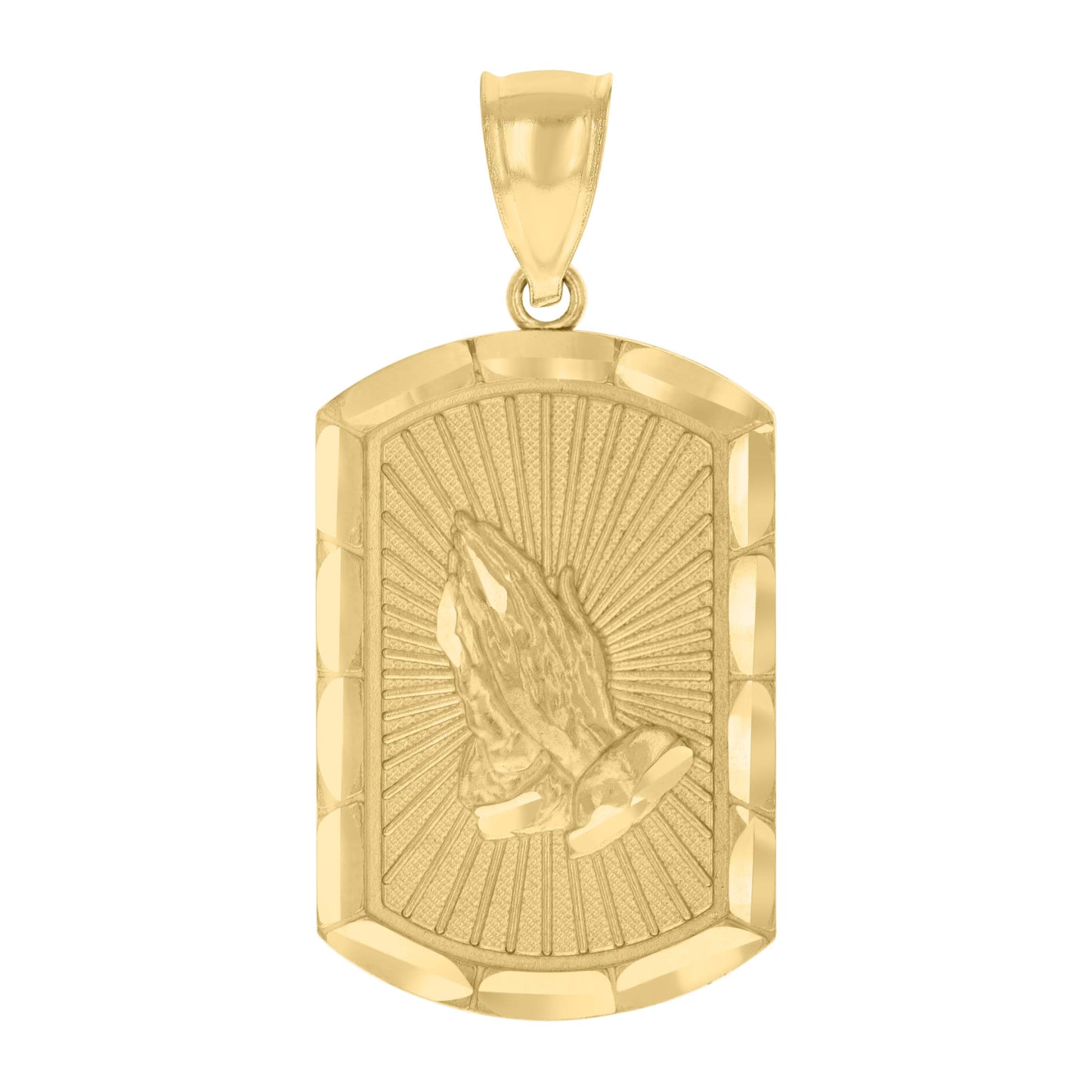 10k Yellow Gold Mens Praying Hands Symbol Religious Charm Pendant
