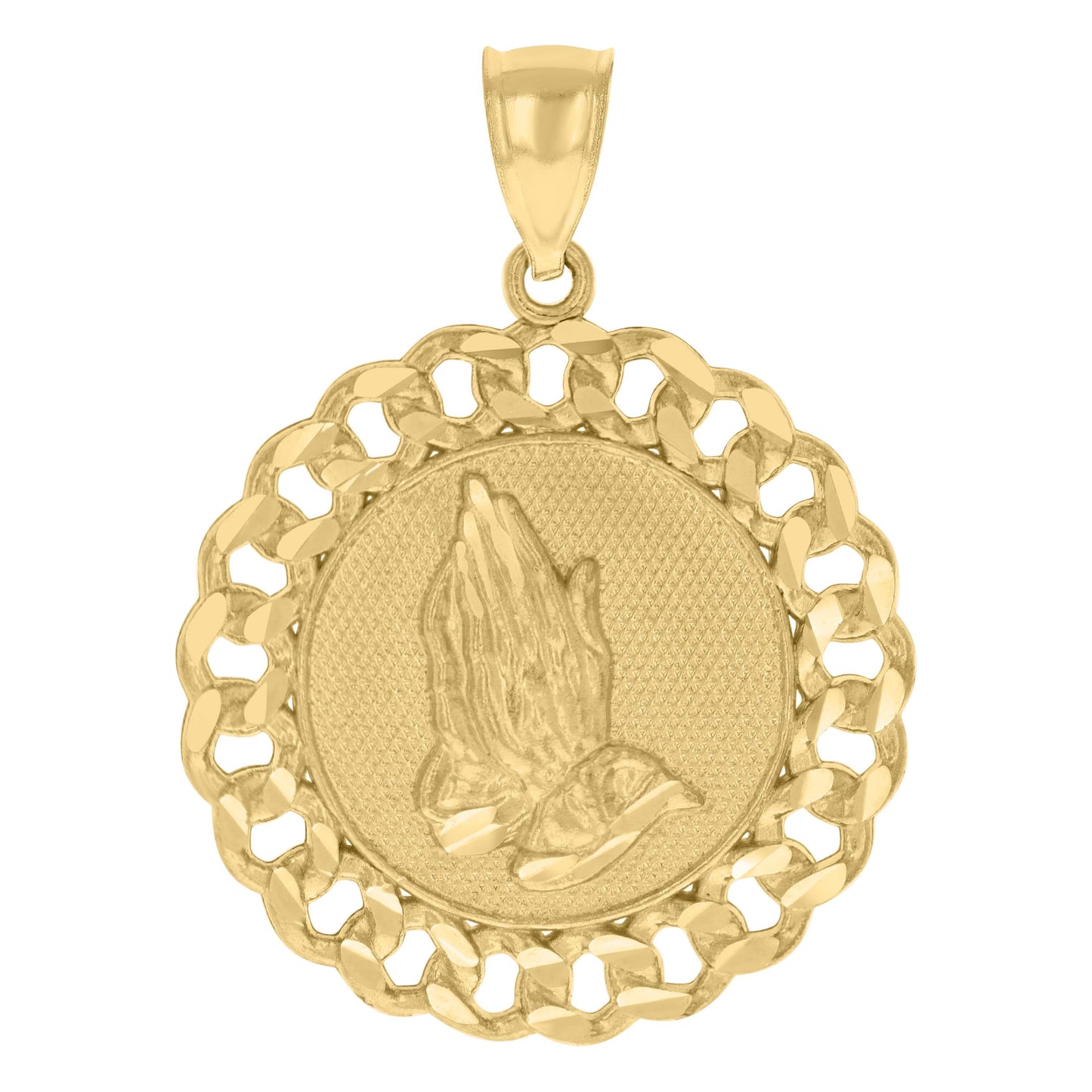 10kt Yellow Gold Mens Praying Hands Symbol Religious Charm Pendant