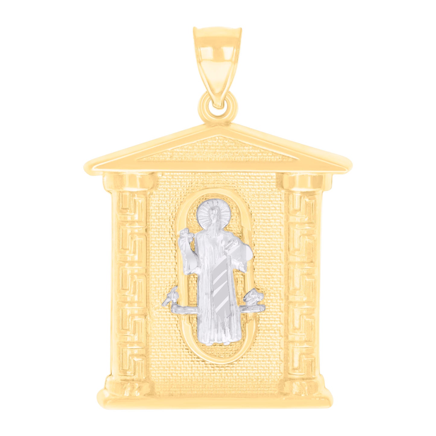 10kt Two-tone Gold Mens St. Benedict Religious Pendant
