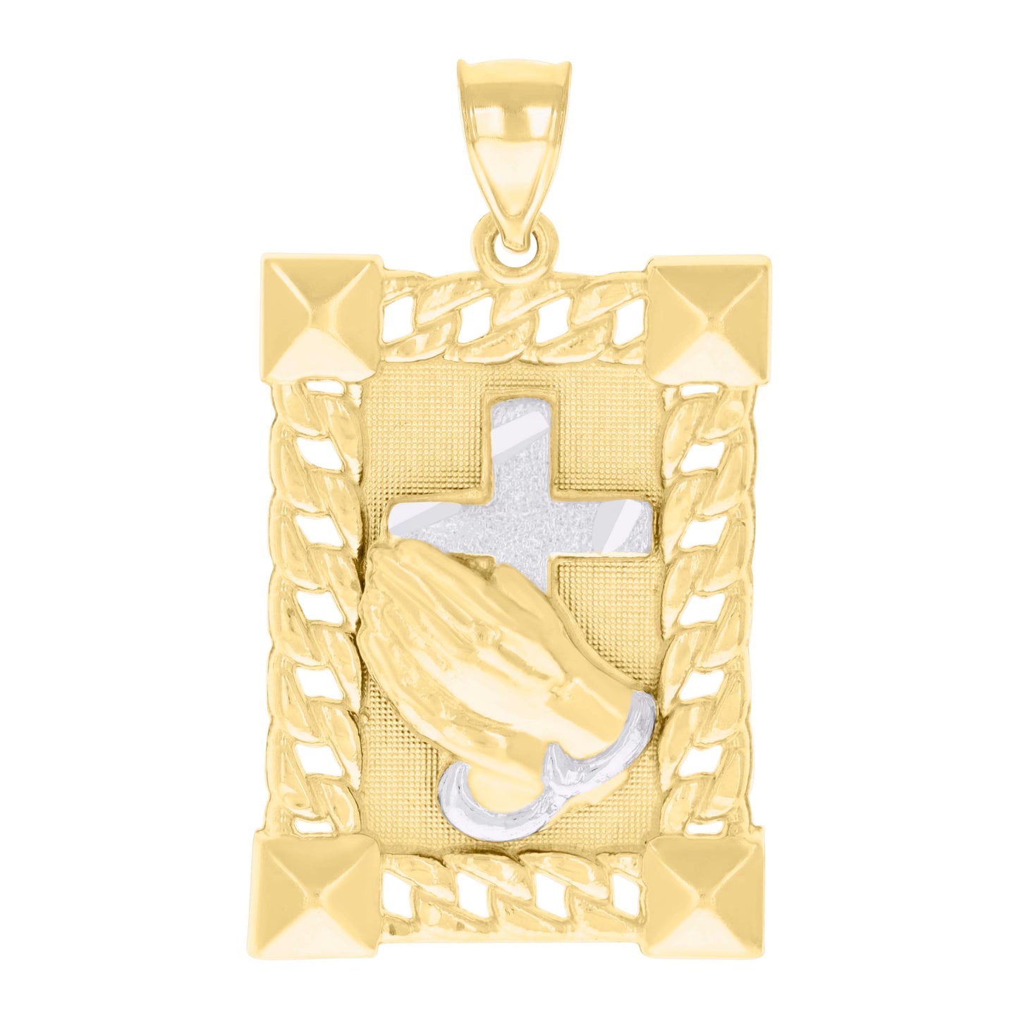 10k Two tone Gold Mens Praying Hands Symbol Religious Charm Pendant
