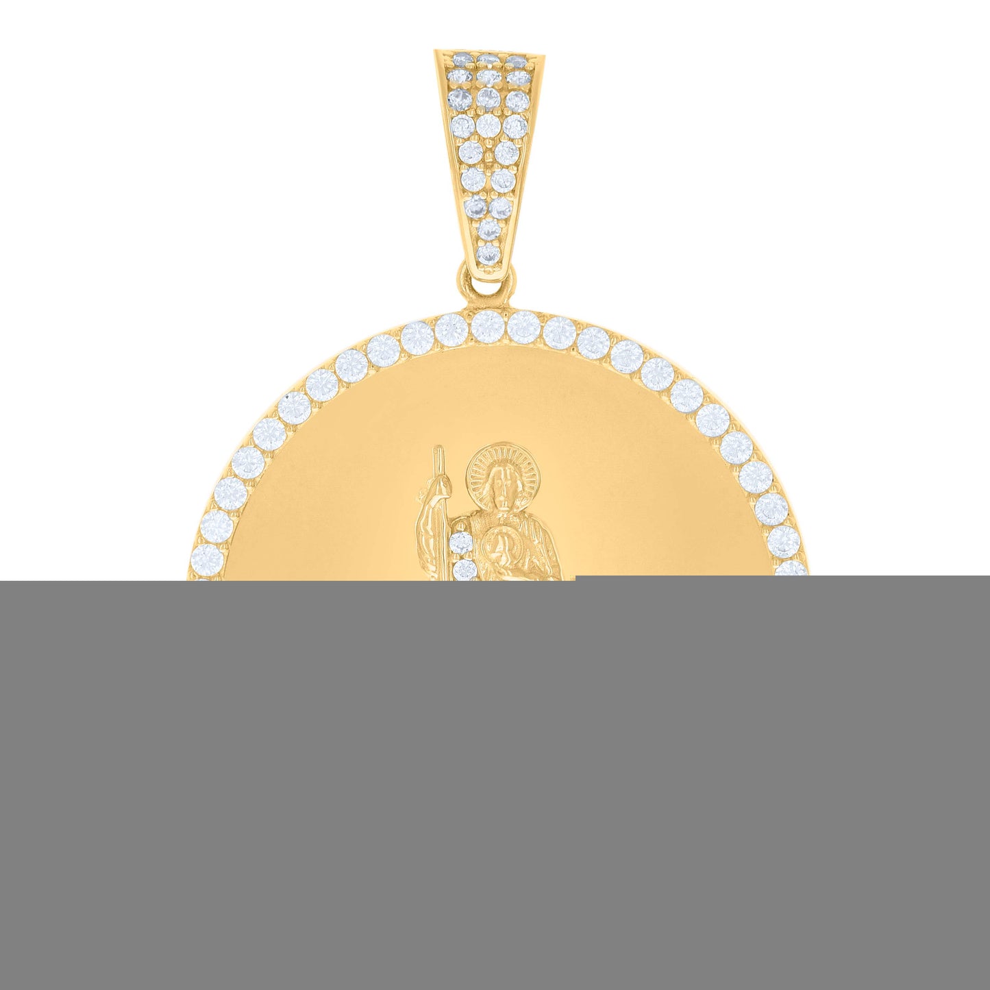 10k Yellow Gold Mens Cubic Zirconia St. Jude Religious Charm Pendant