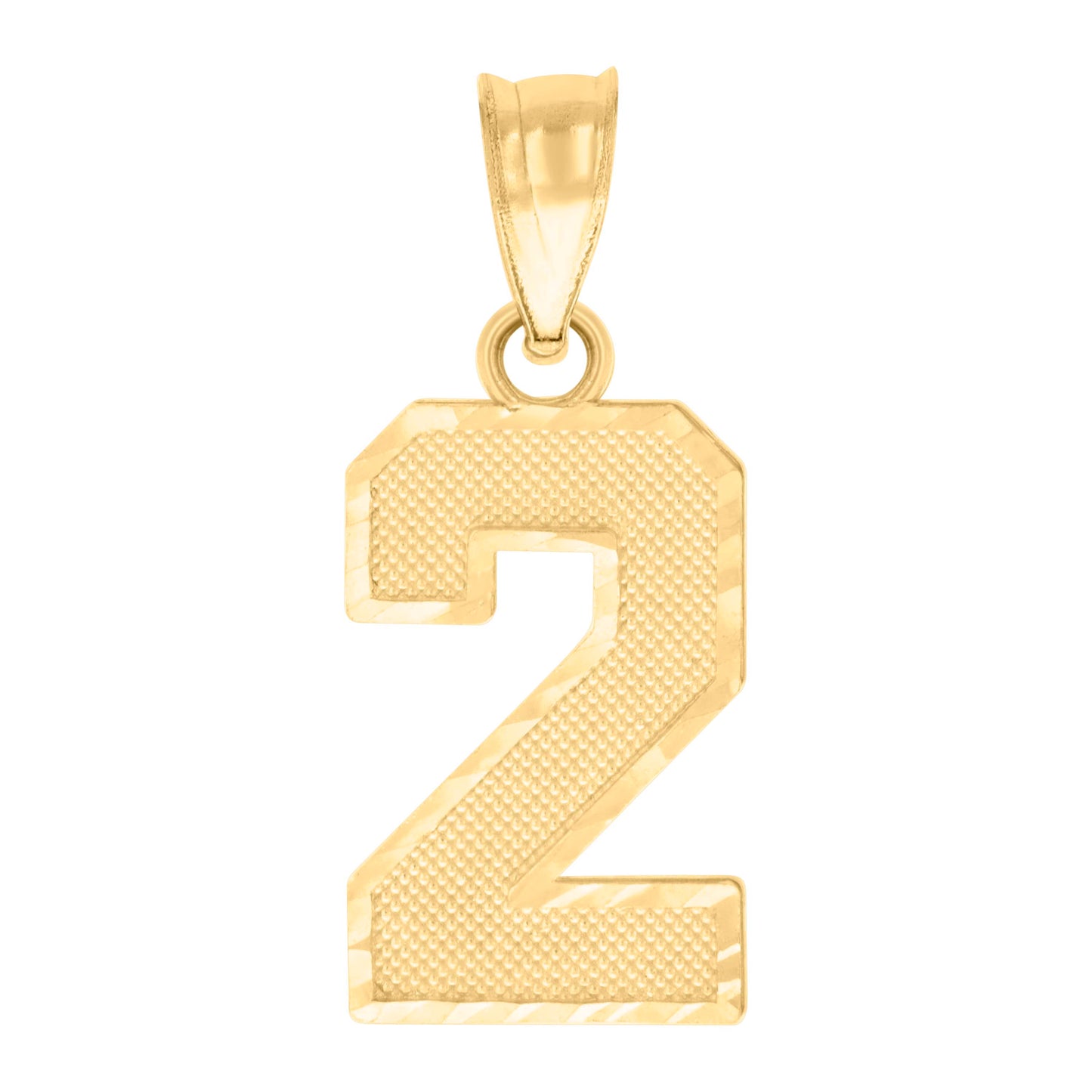 10k Yellow Gold Unisex Initial Number 2 Charm Pendant