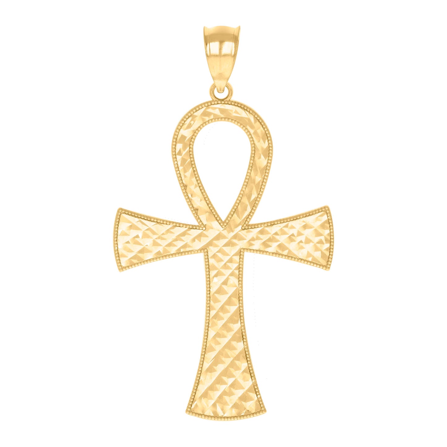 10k Yellow Gold Mens Egyptian Ankh Cross Religious Charm Pendant