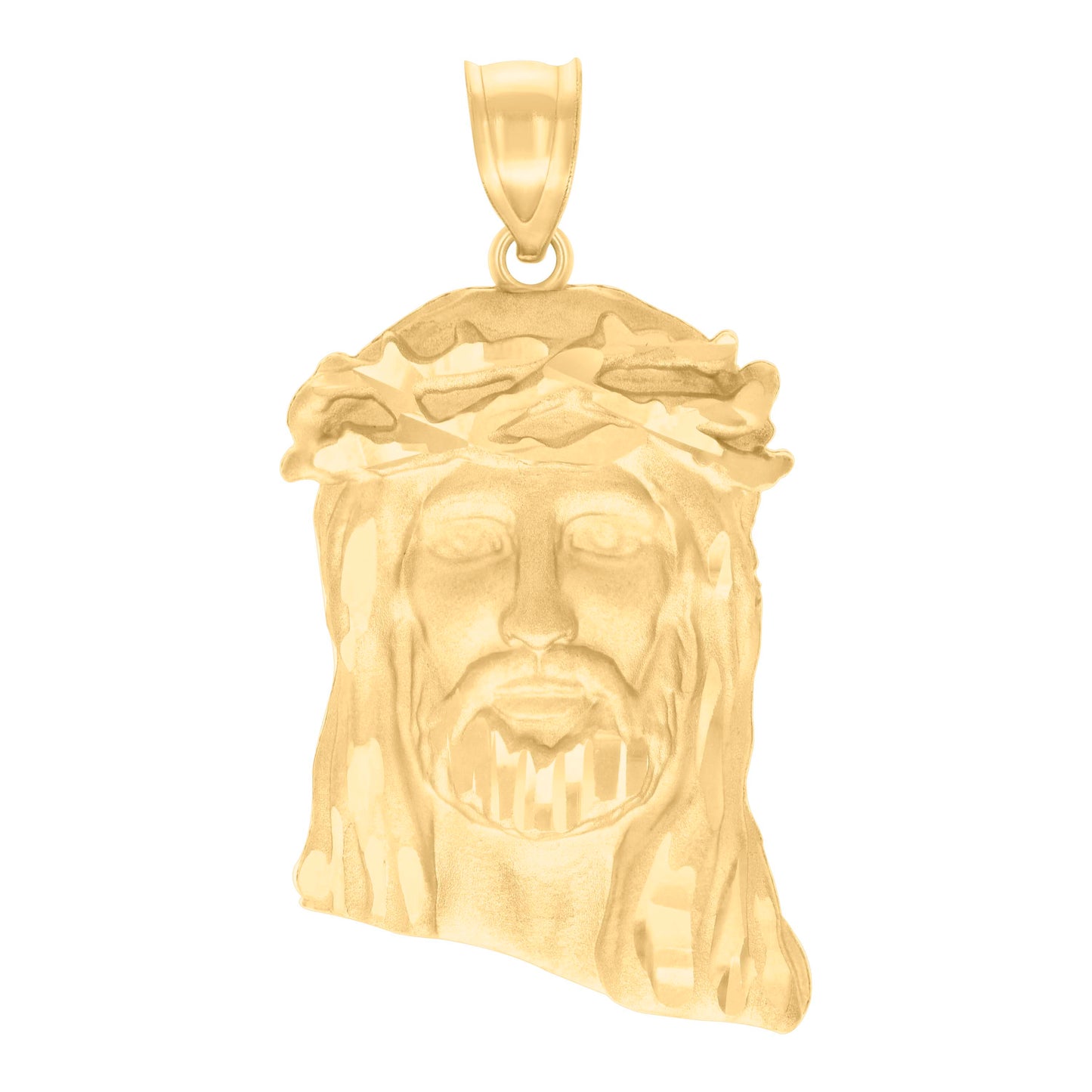 10k Yellow Gold Mens Cubic Zirconia Jesus Religious Charm Pendant