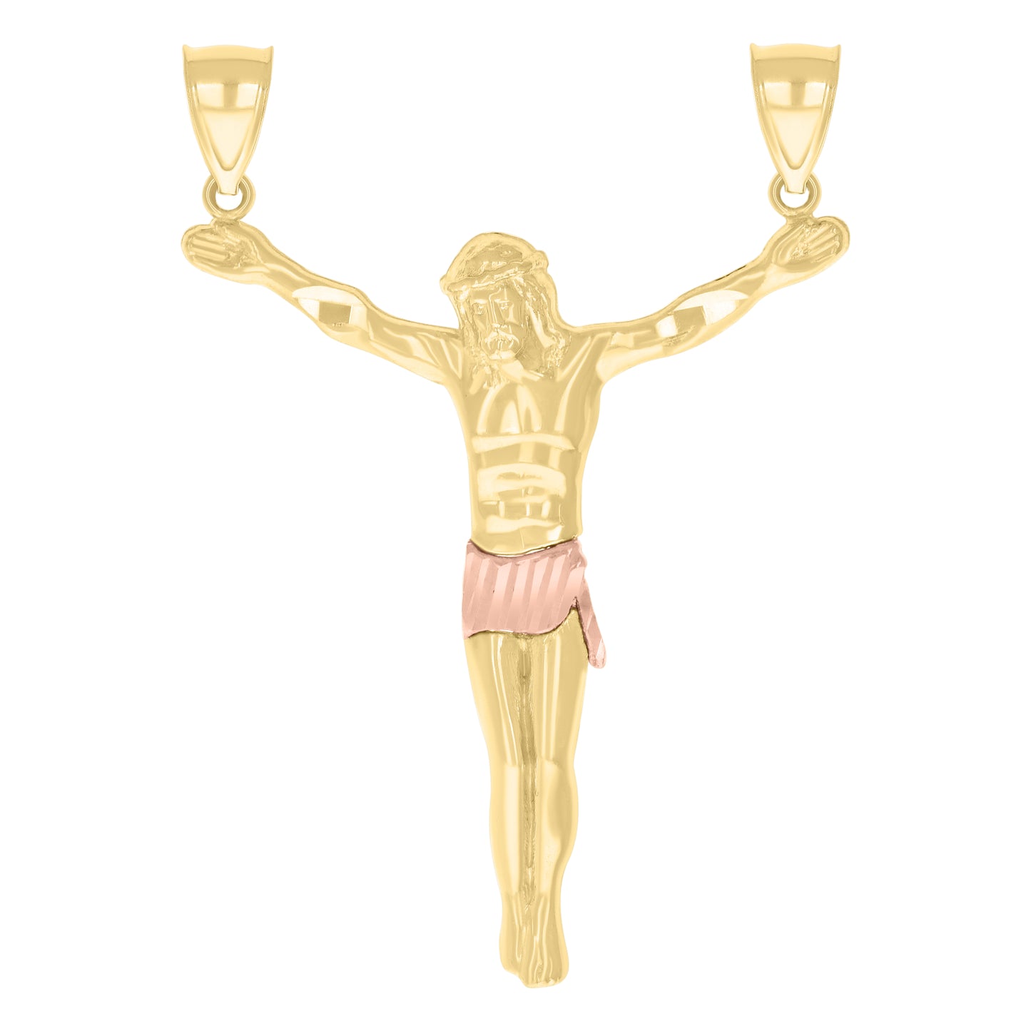 10k Two tone Gold Mens Jesus Christ Body Religious Charm Pendant