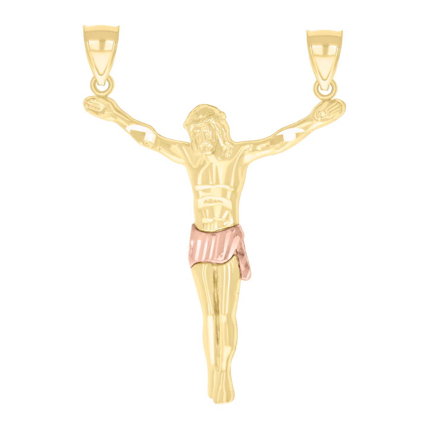 10k Two tone Gold Mens Jesus Christ Body Religious Charm Pendant
